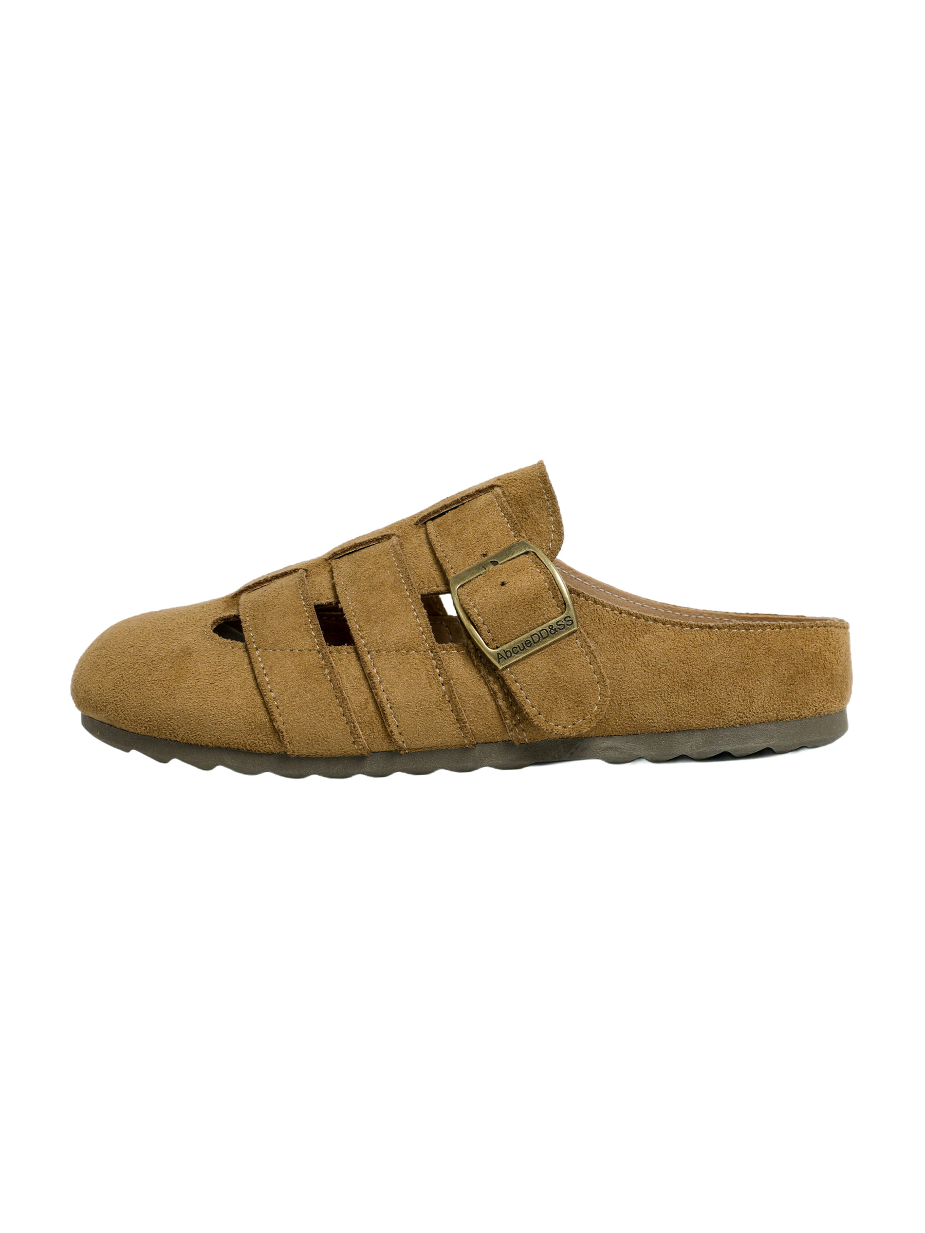 Tan Suede Look Flat Mule Sandals