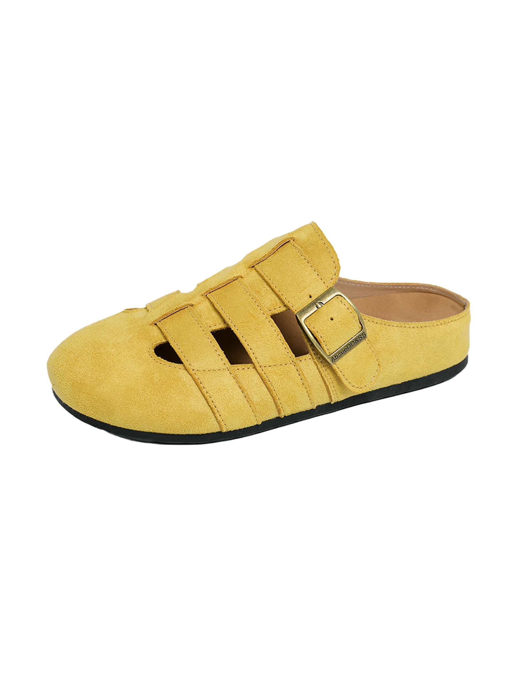 Yellow Suede Look Flat Fisherman Mules