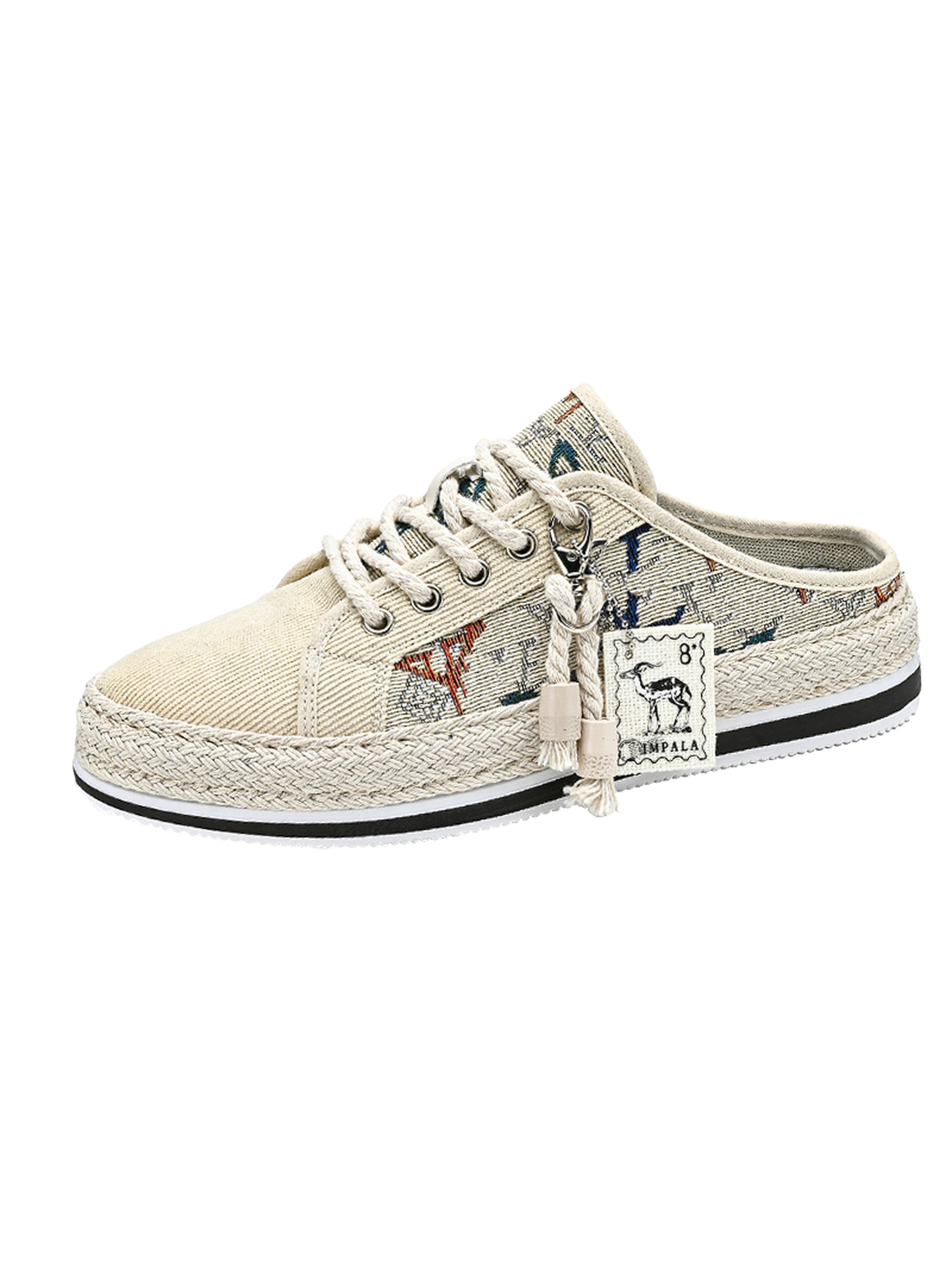 Mens Beige Espadrille Mules