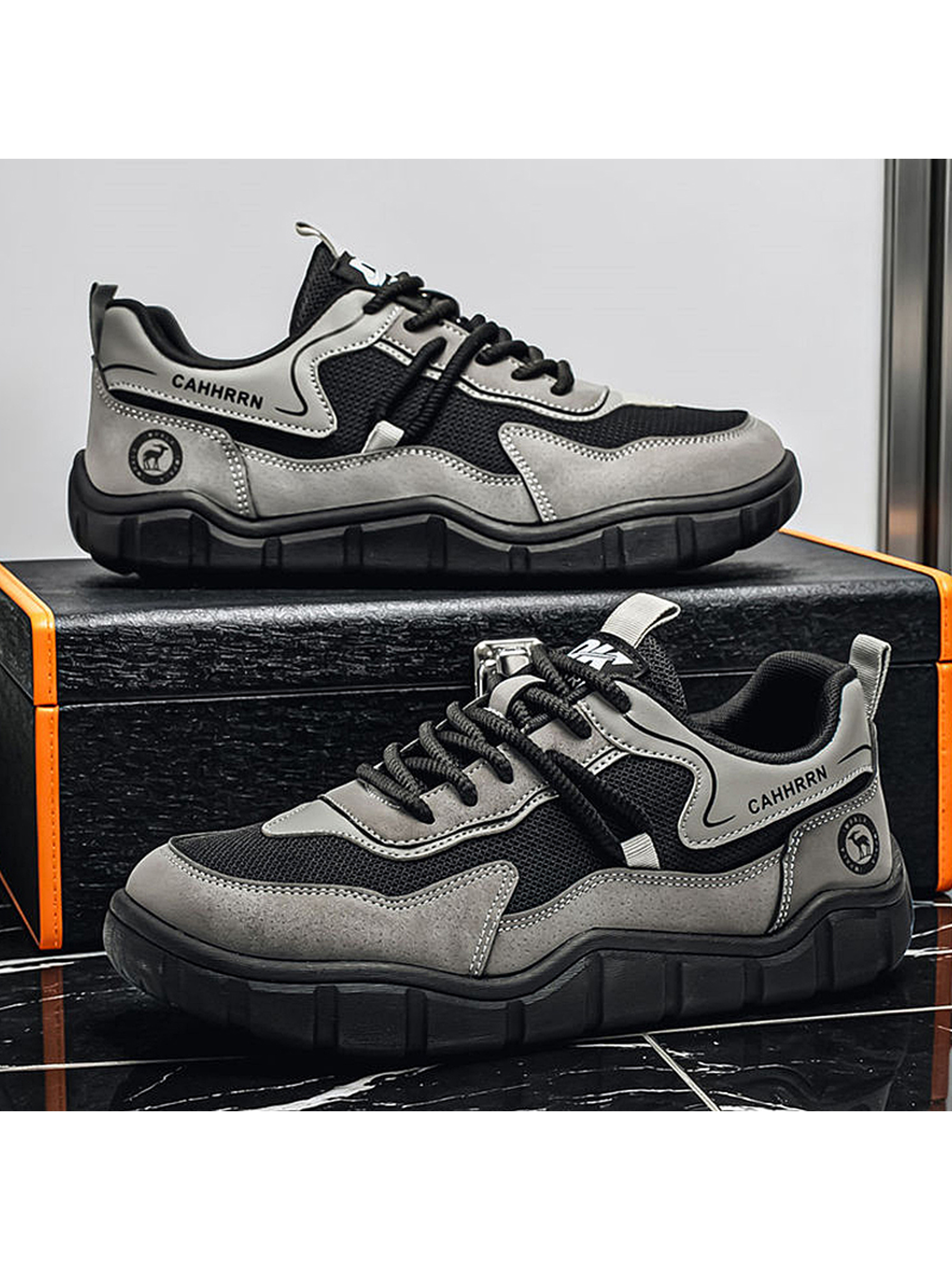 Mens Black and Grey Casual Comfort Shoes