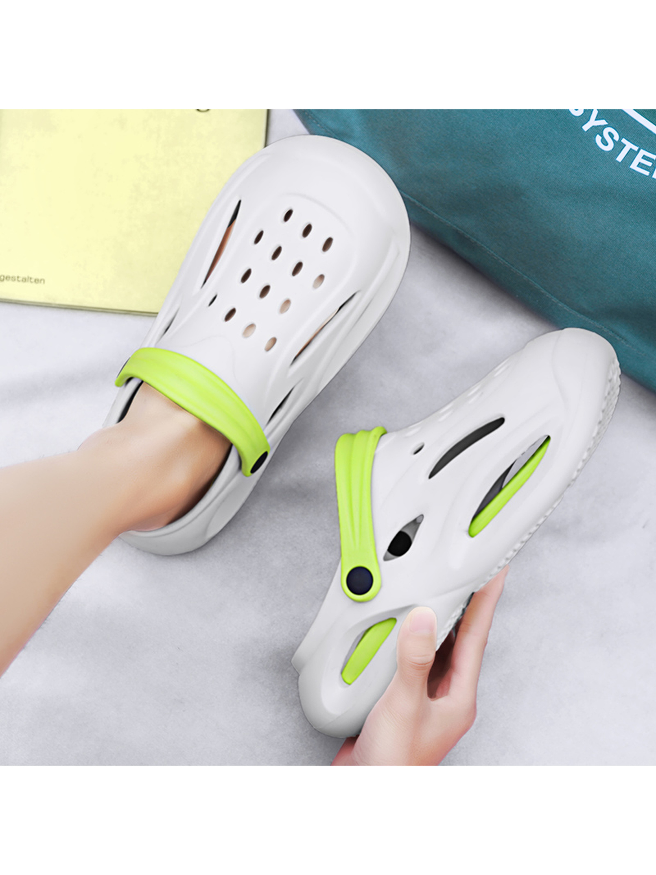 Mens White Slip-On Casual Sandals