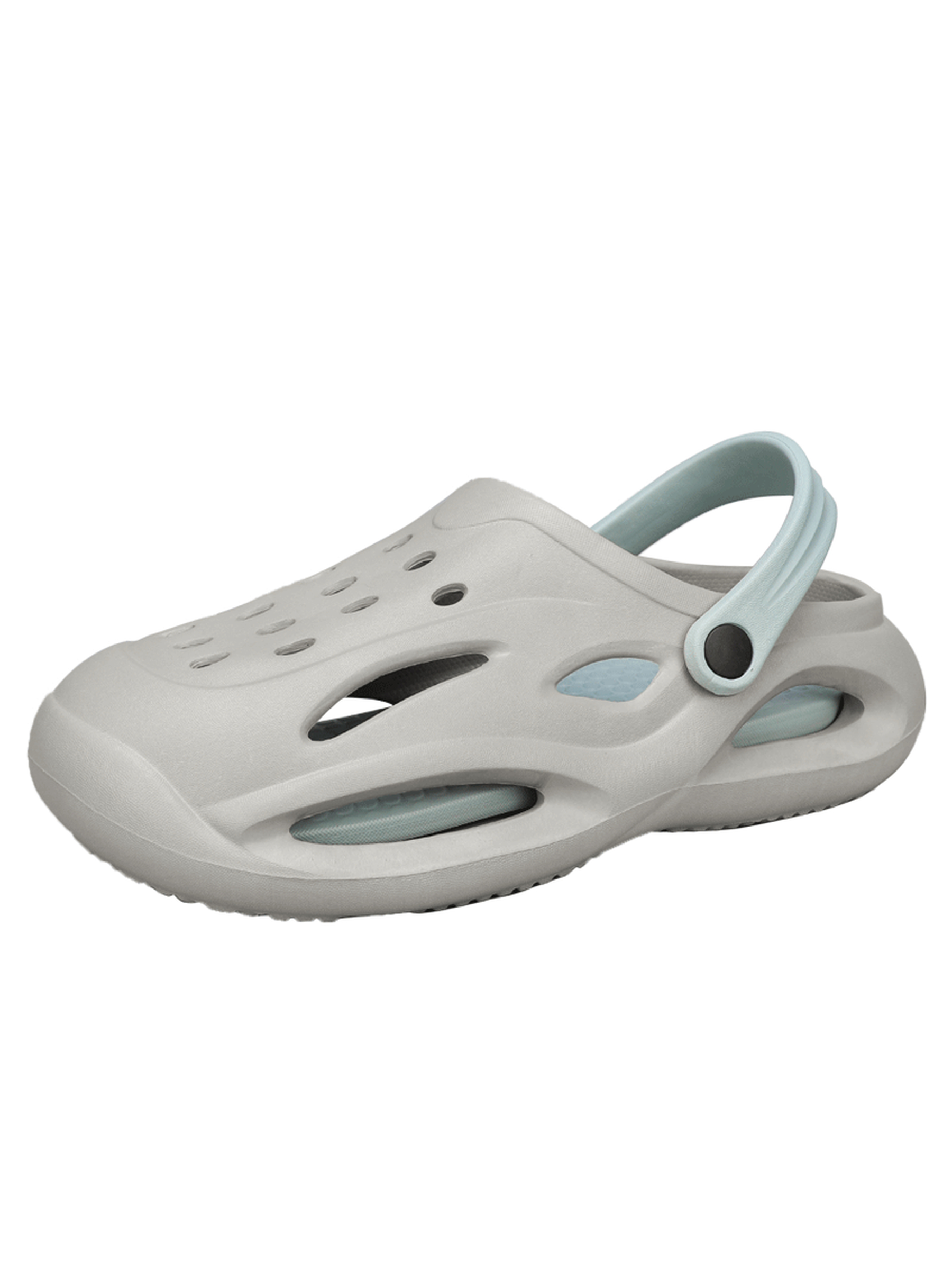 Mens Grey Casual Slip-On Clogs with Adjustable Strap