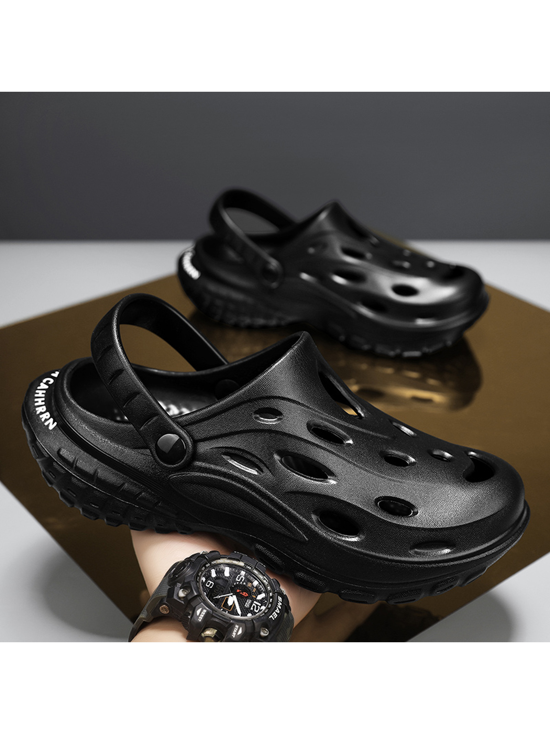 Mens Black Casual Canvas Sandals