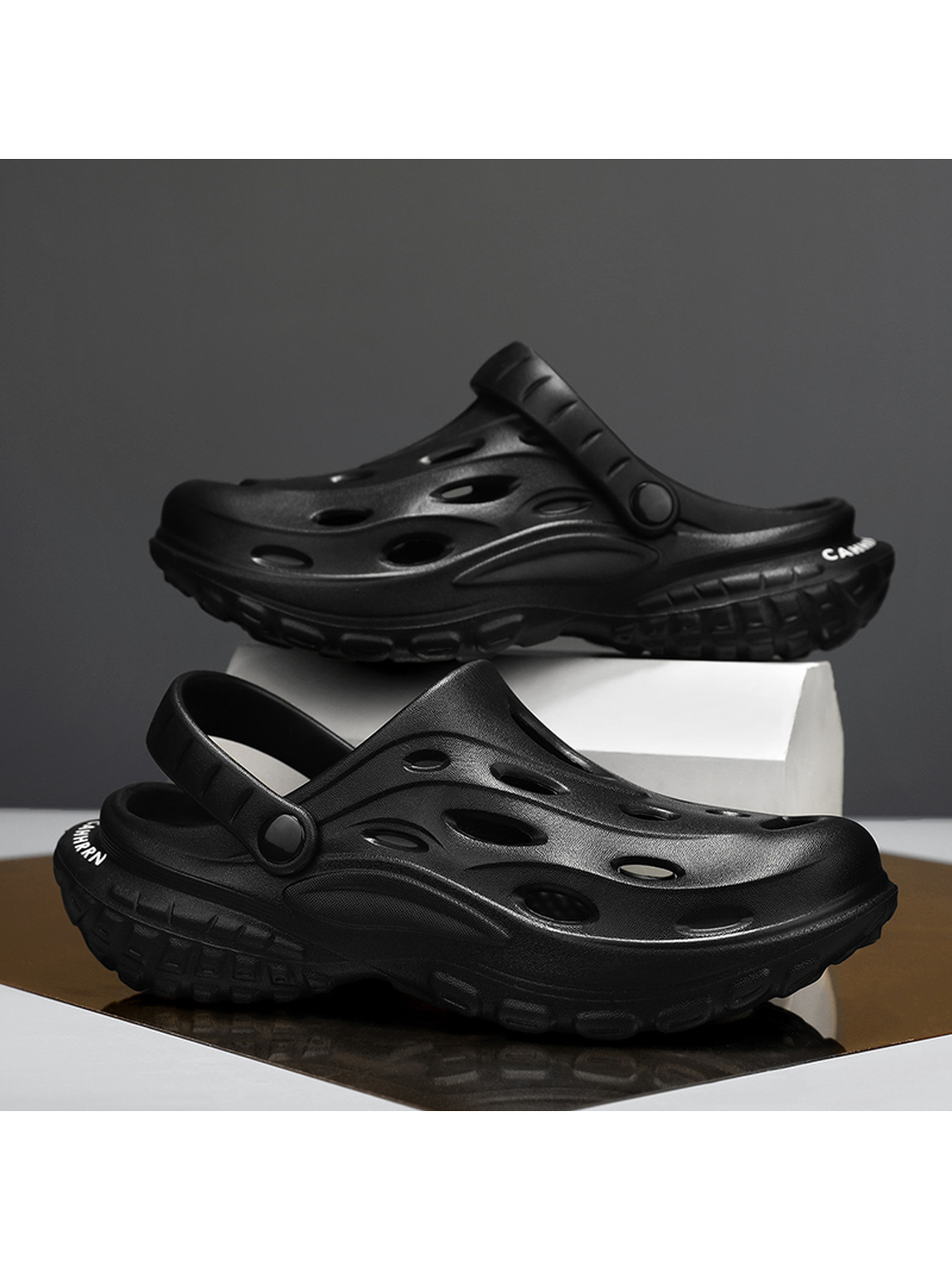 Mens Black Casual Canvas Sandals