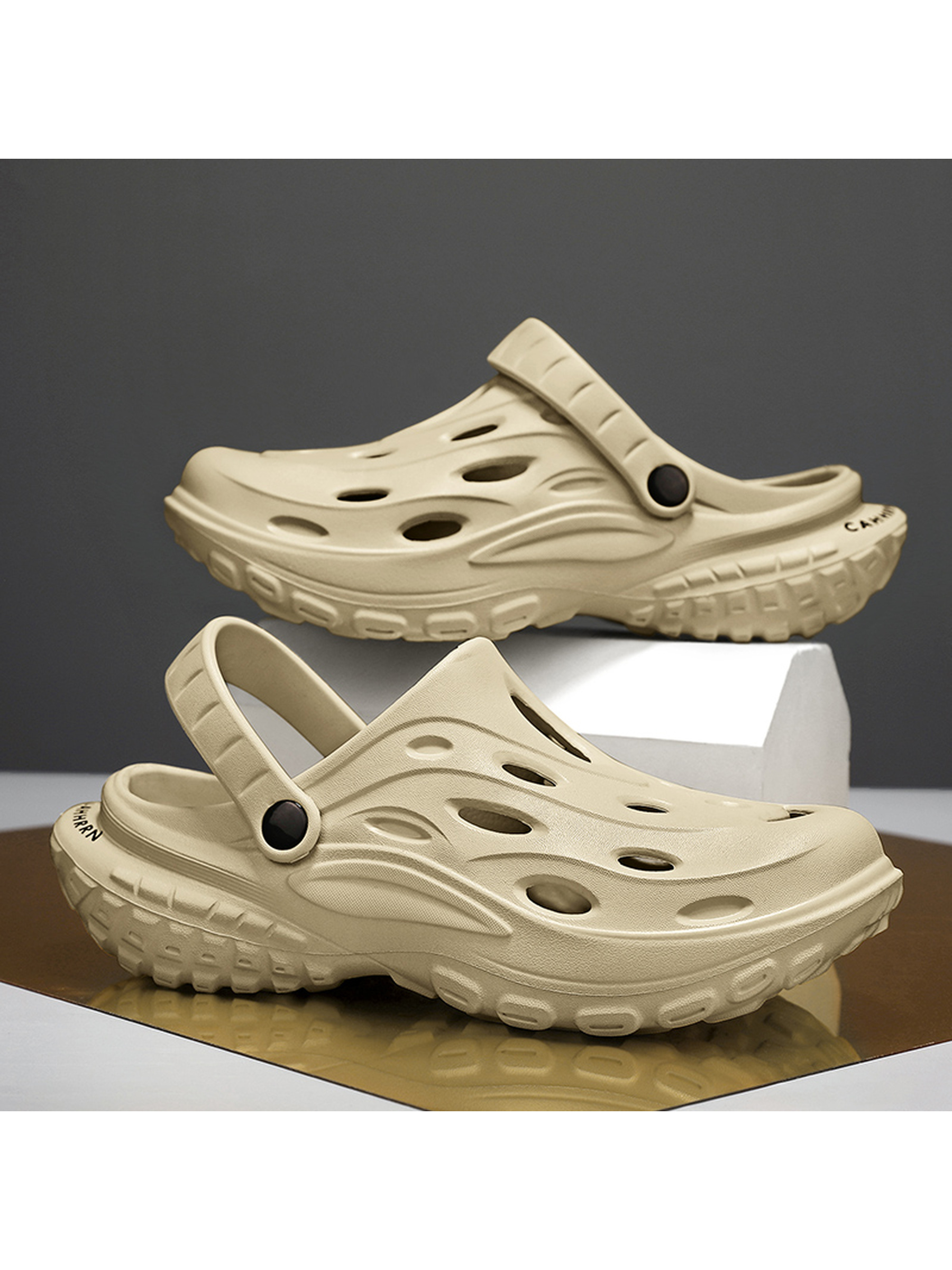 Mens Beige Canvas Casual Sandals