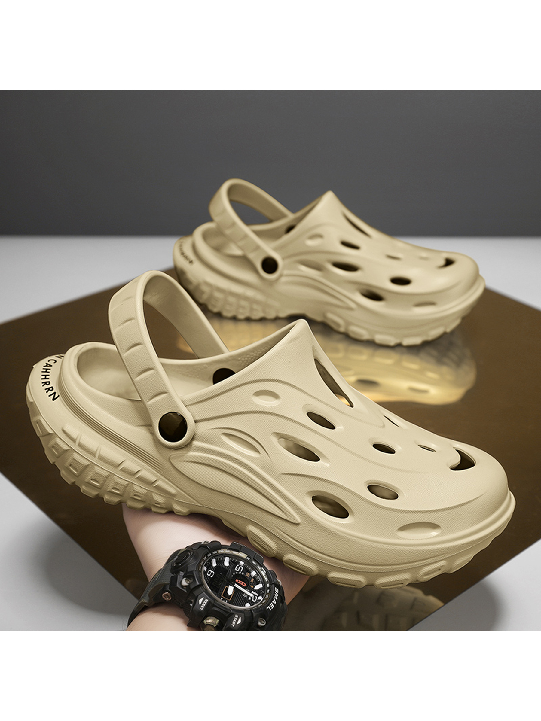 Mens Beige Canvas Casual Sandals