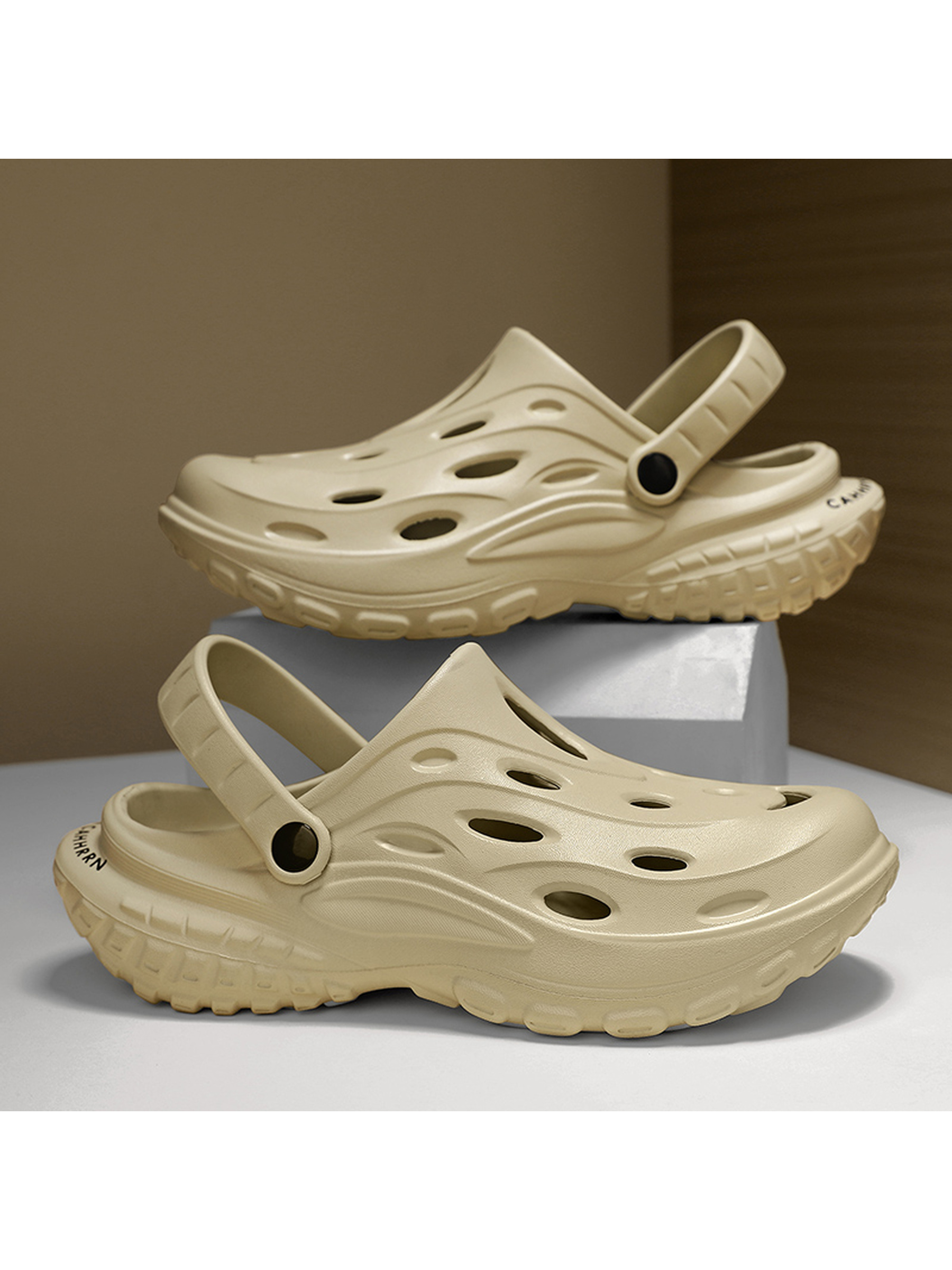 Mens Beige Canvas Casual Sandals