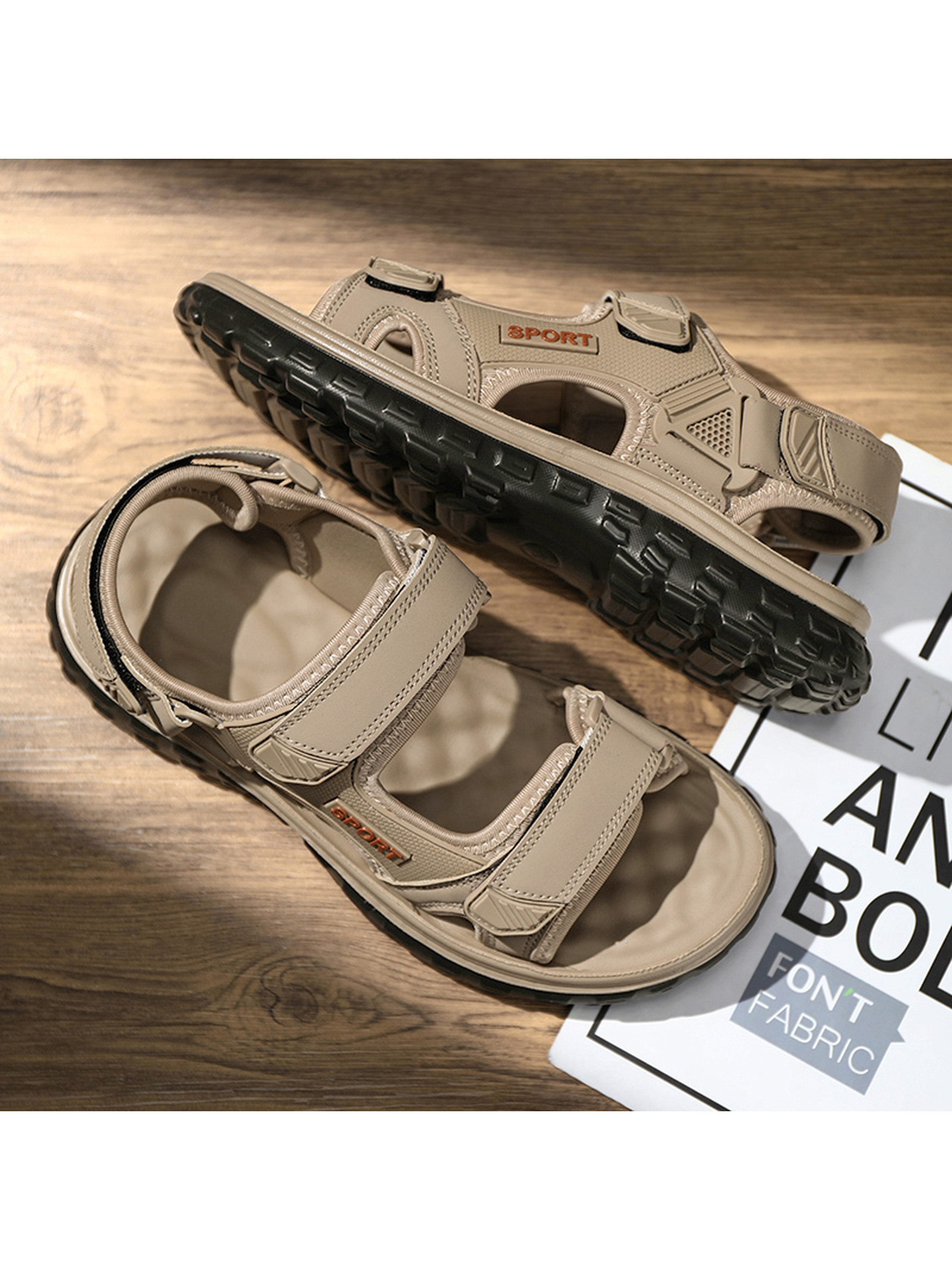 Beige Casual Sandals with Adjustable Strap