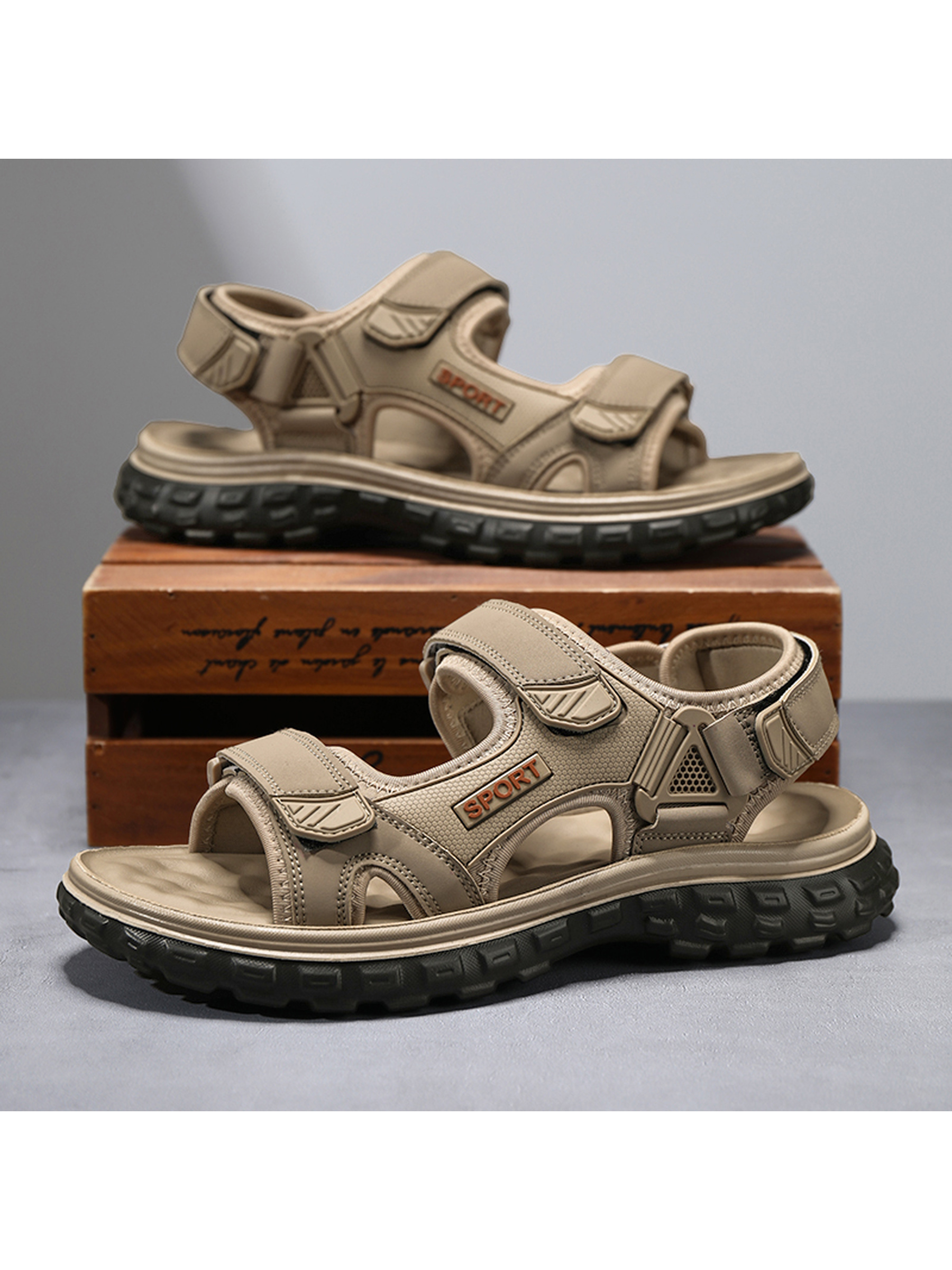 Beige Casual Sandals with Adjustable Strap