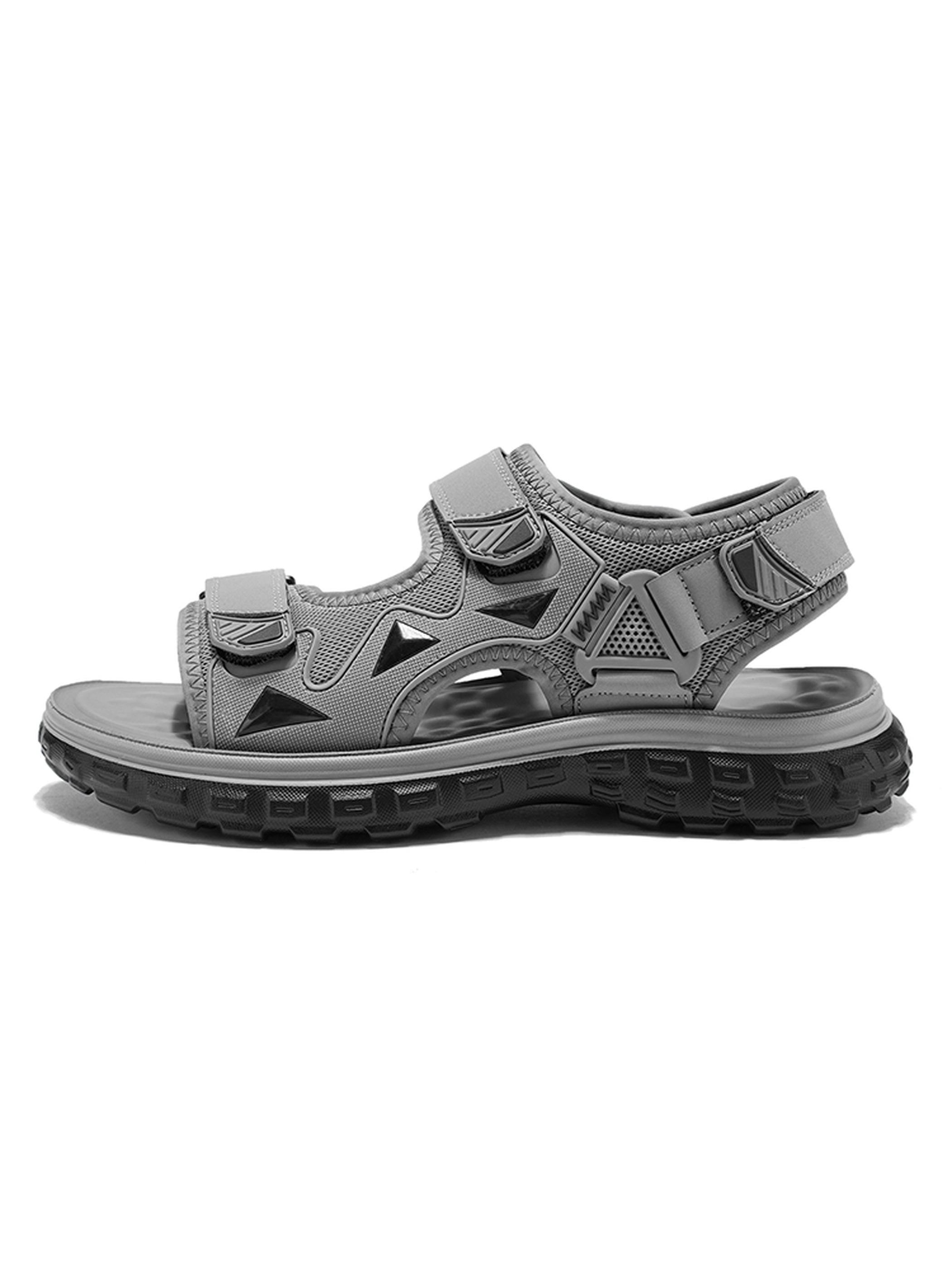 Grey Casual Velcro Sandals