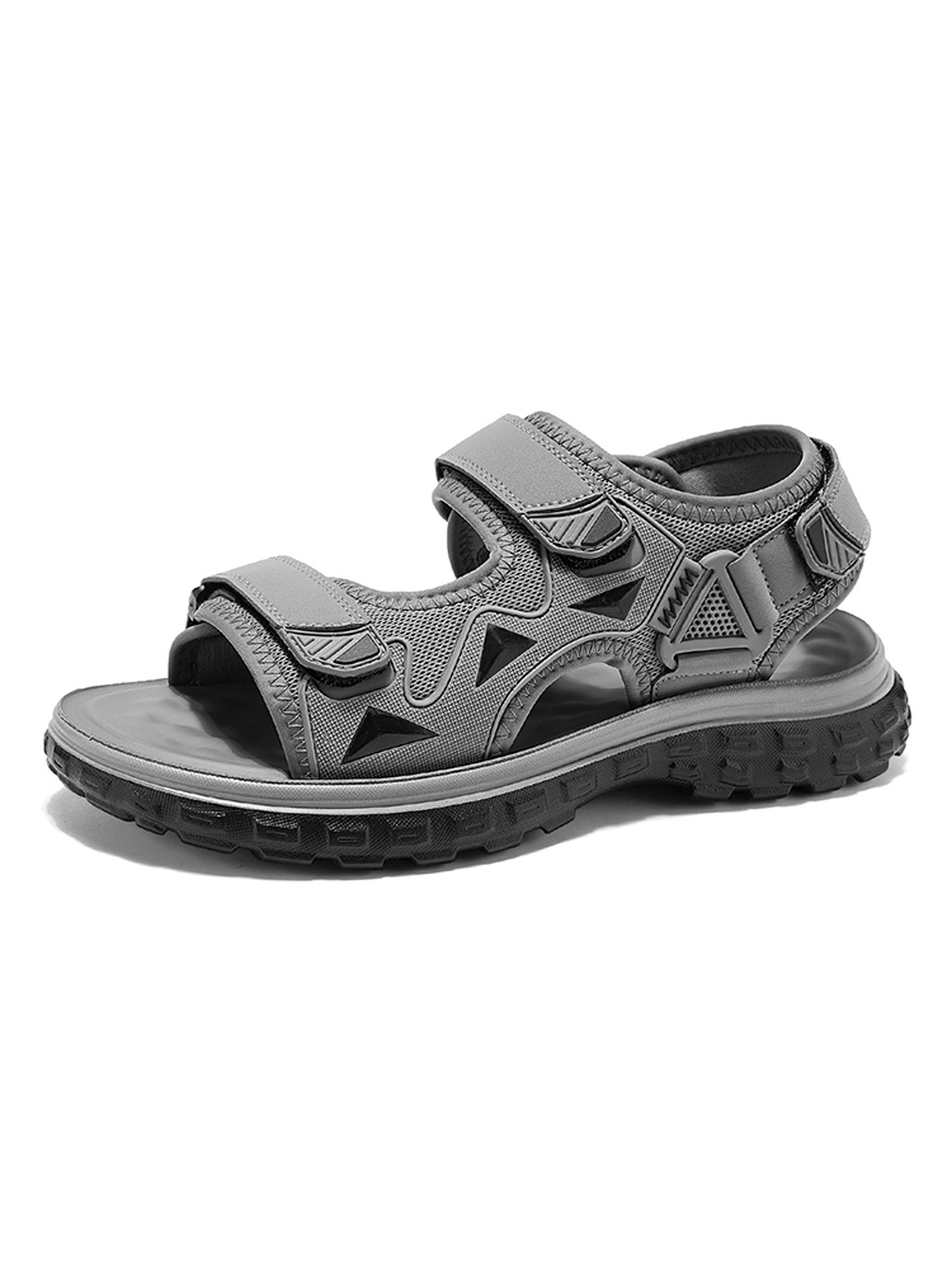 Grey Casual Velcro Sandals