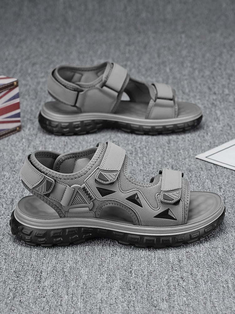 Grey Casual Velcro Sandals