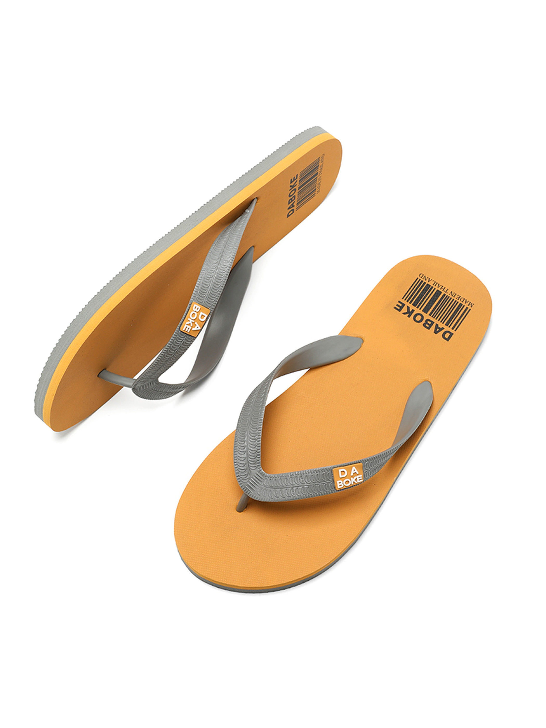 Mens Yellow Canvas Flip-Flops