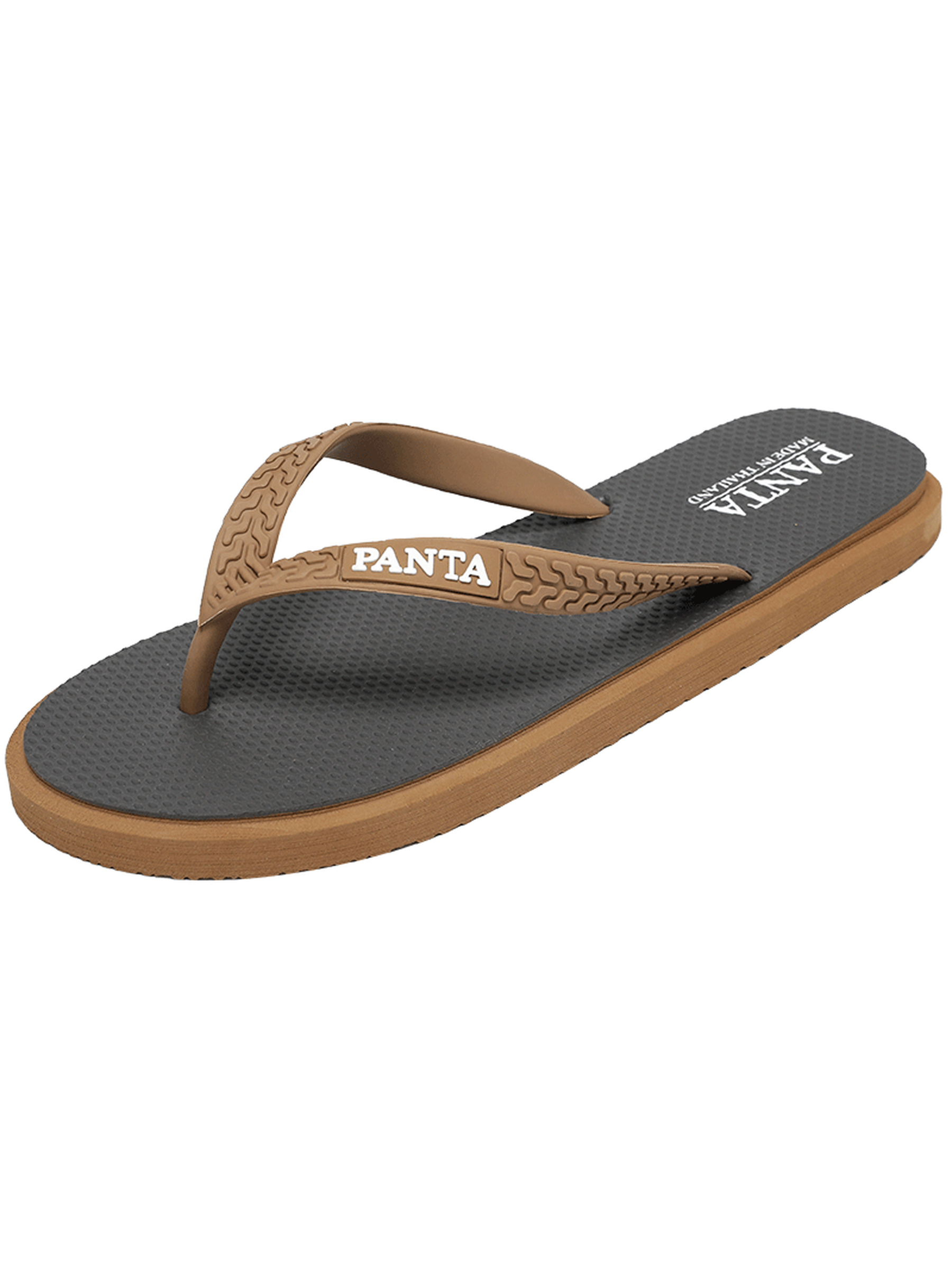 Mens Grey and Brown Comfort Flip-Flops