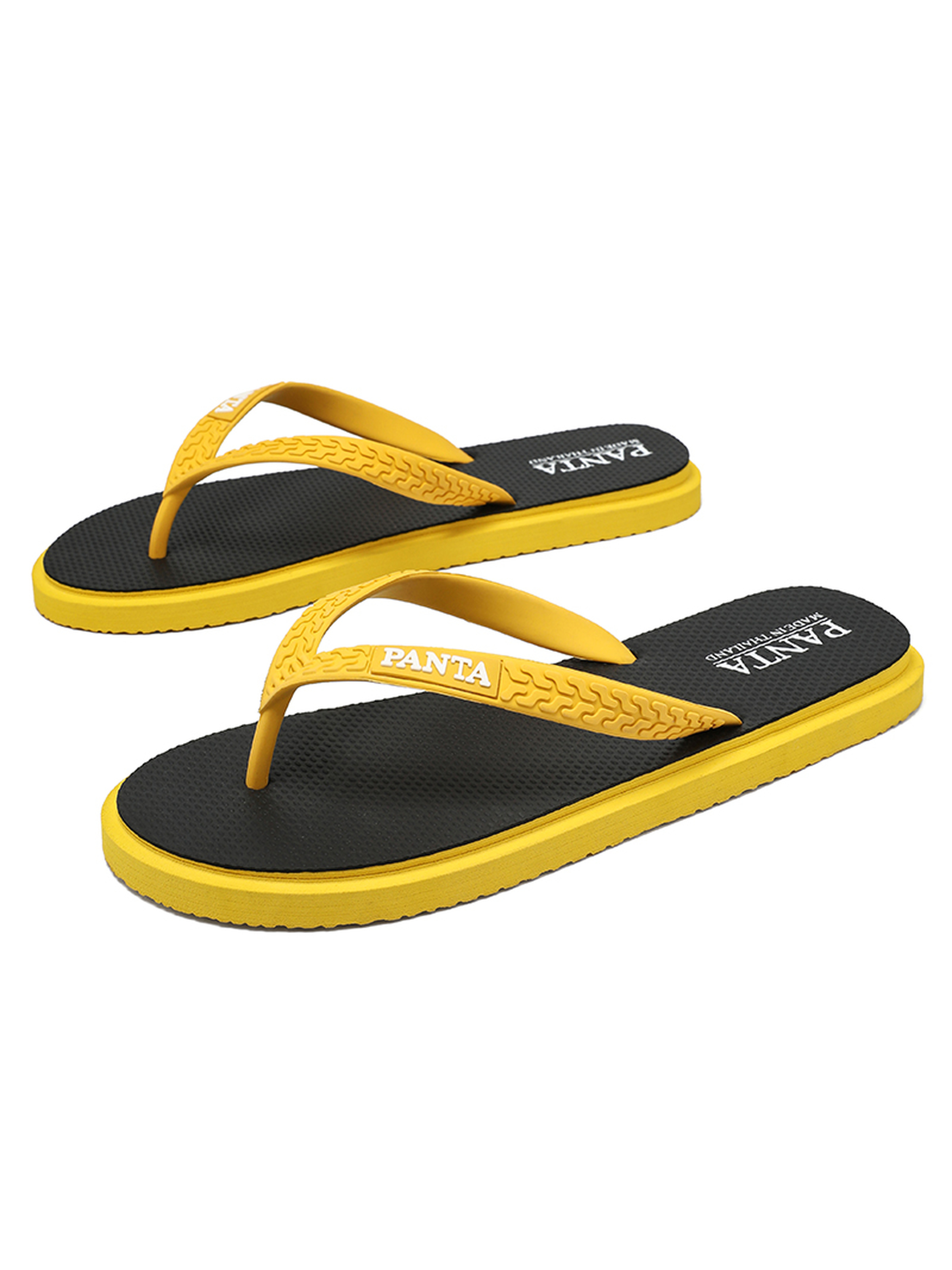 Panta Mens Black and Yellow Flip-Flops
