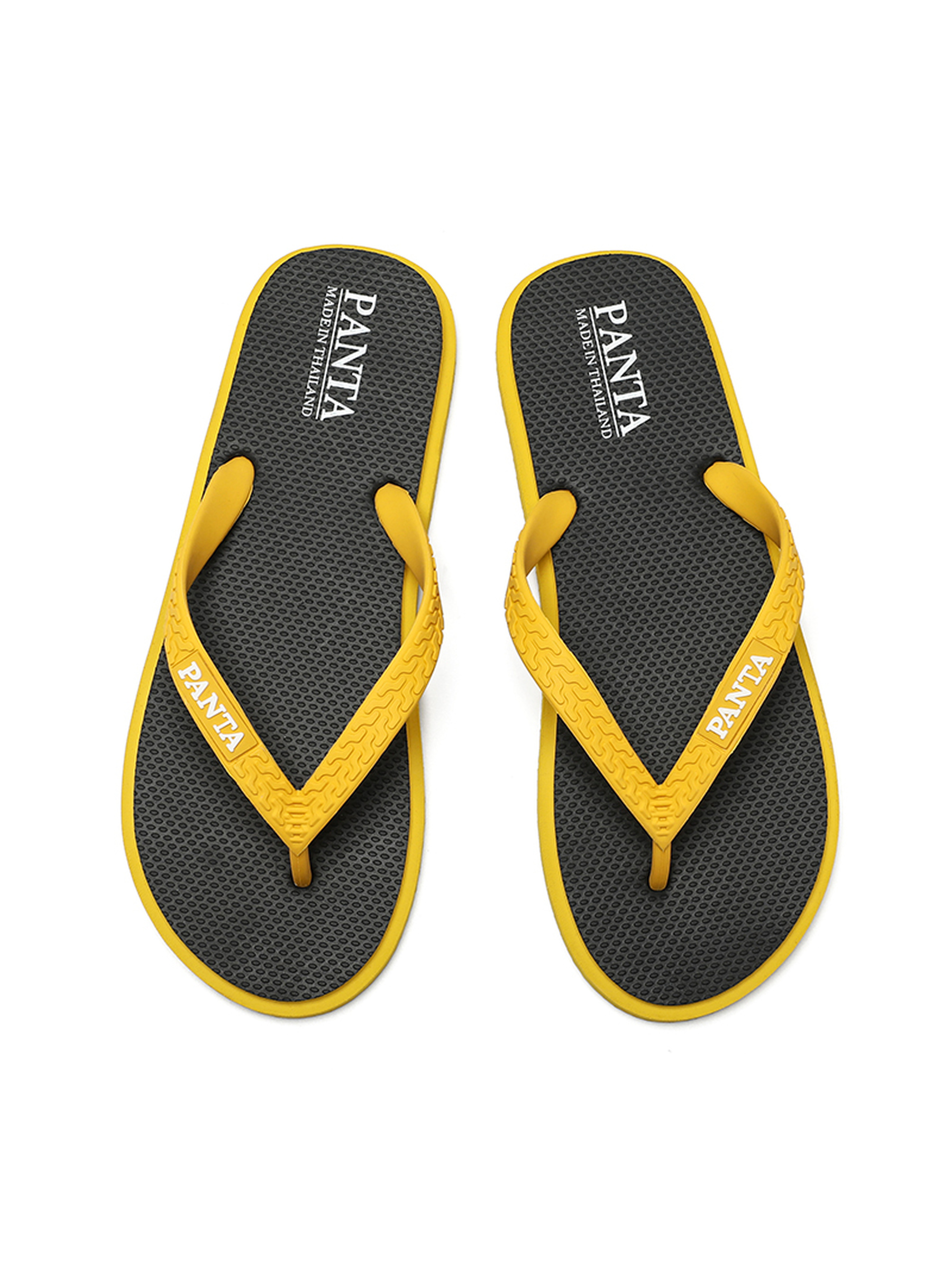 Panta Mens Black and Yellow Flip-Flops