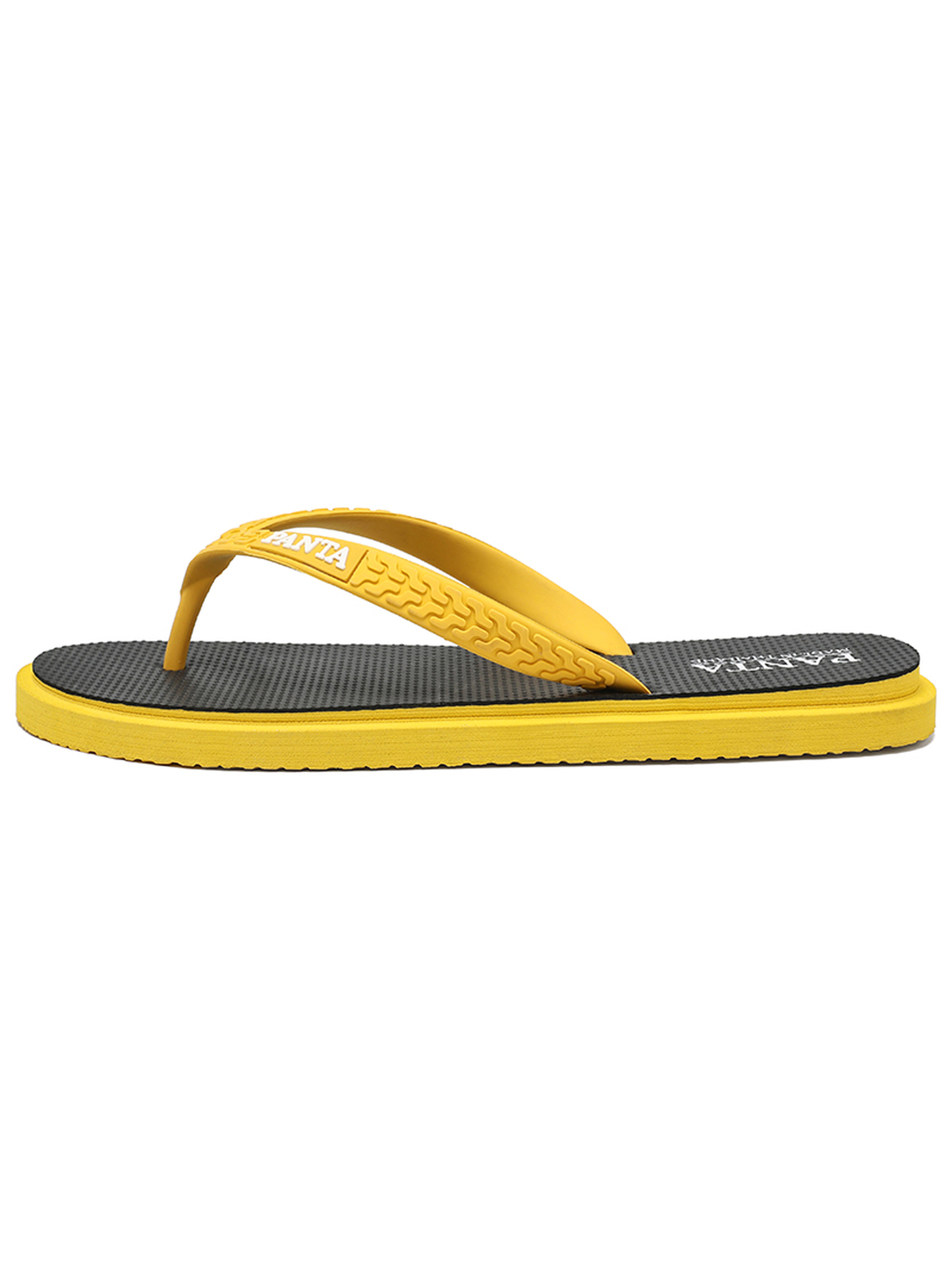 Panta Mens Black and Yellow Flip-Flops
