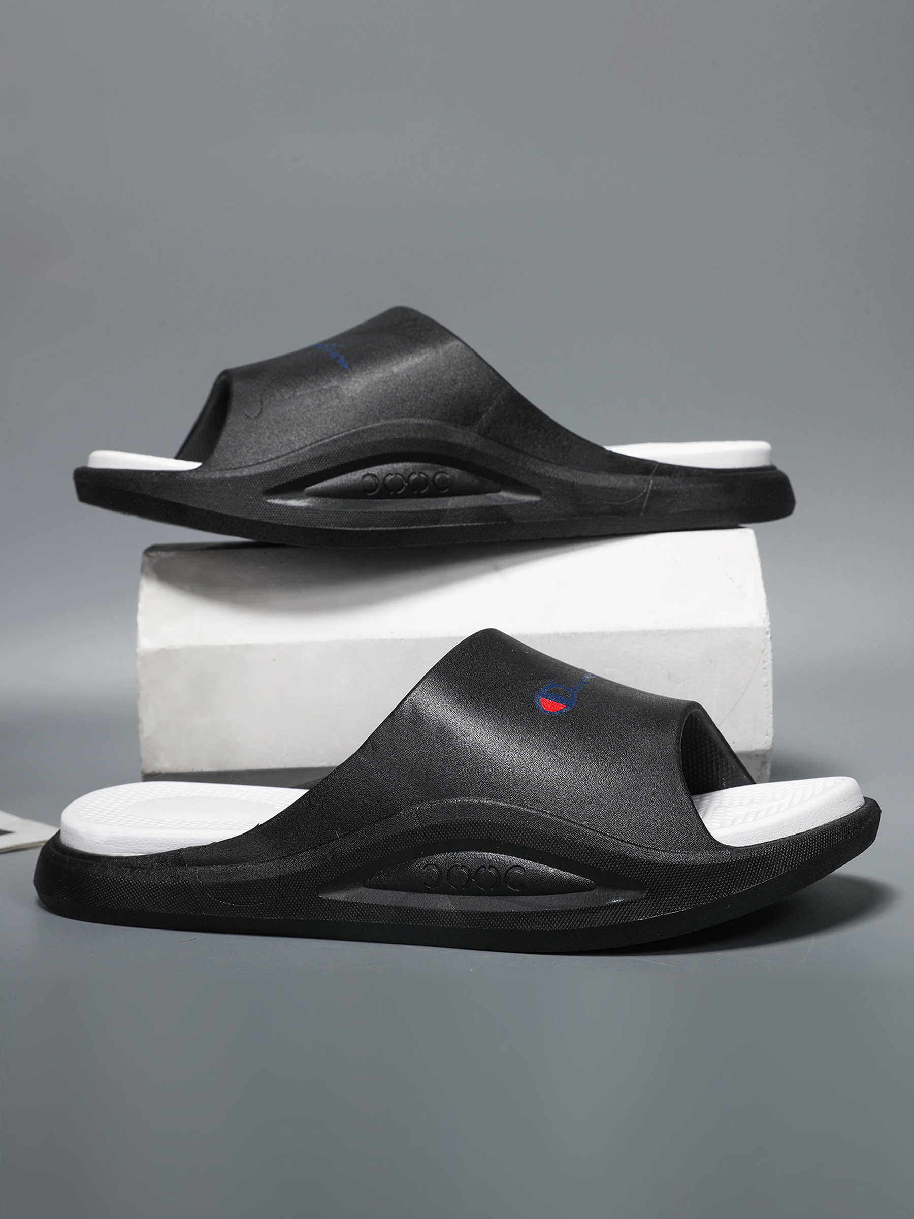 Mens Black Comfort Slides