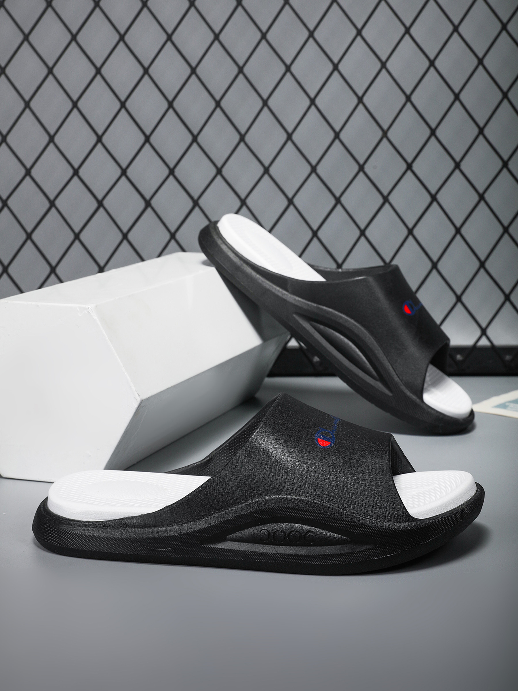 Mens Black Comfort Slides