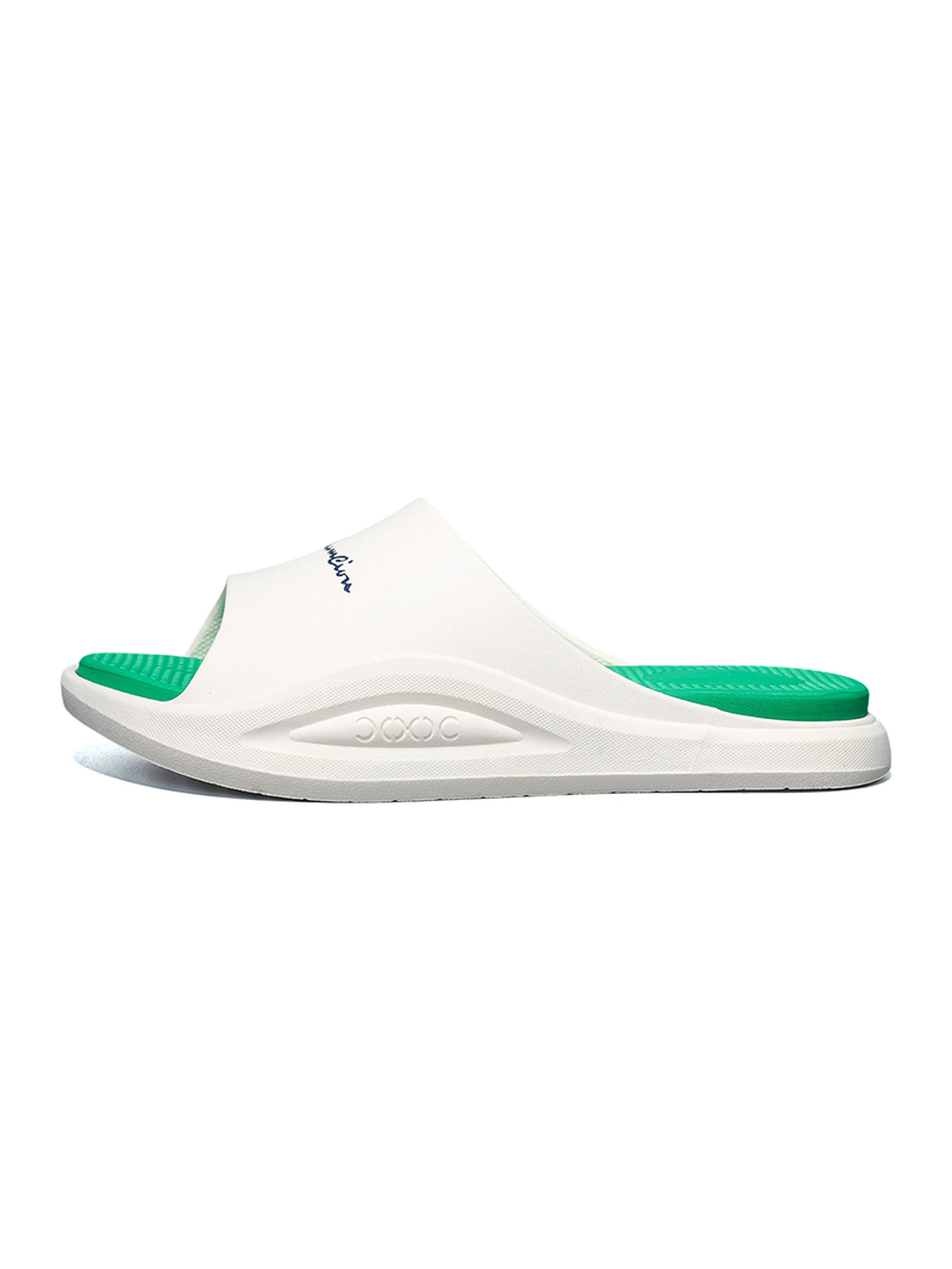 Mens Comfort Fit Green and White Slides
