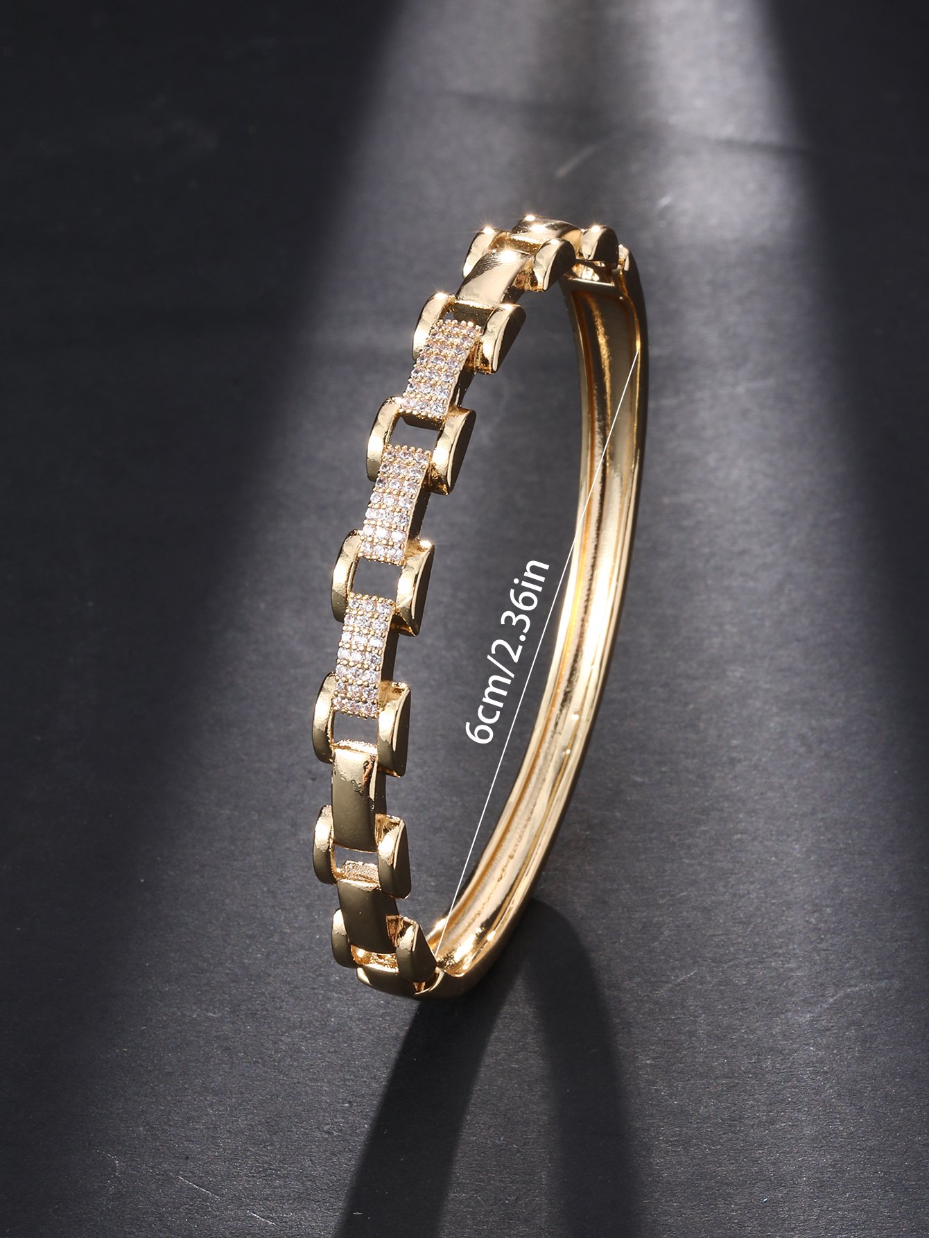 Gold-Plated Bangle with Zirconia