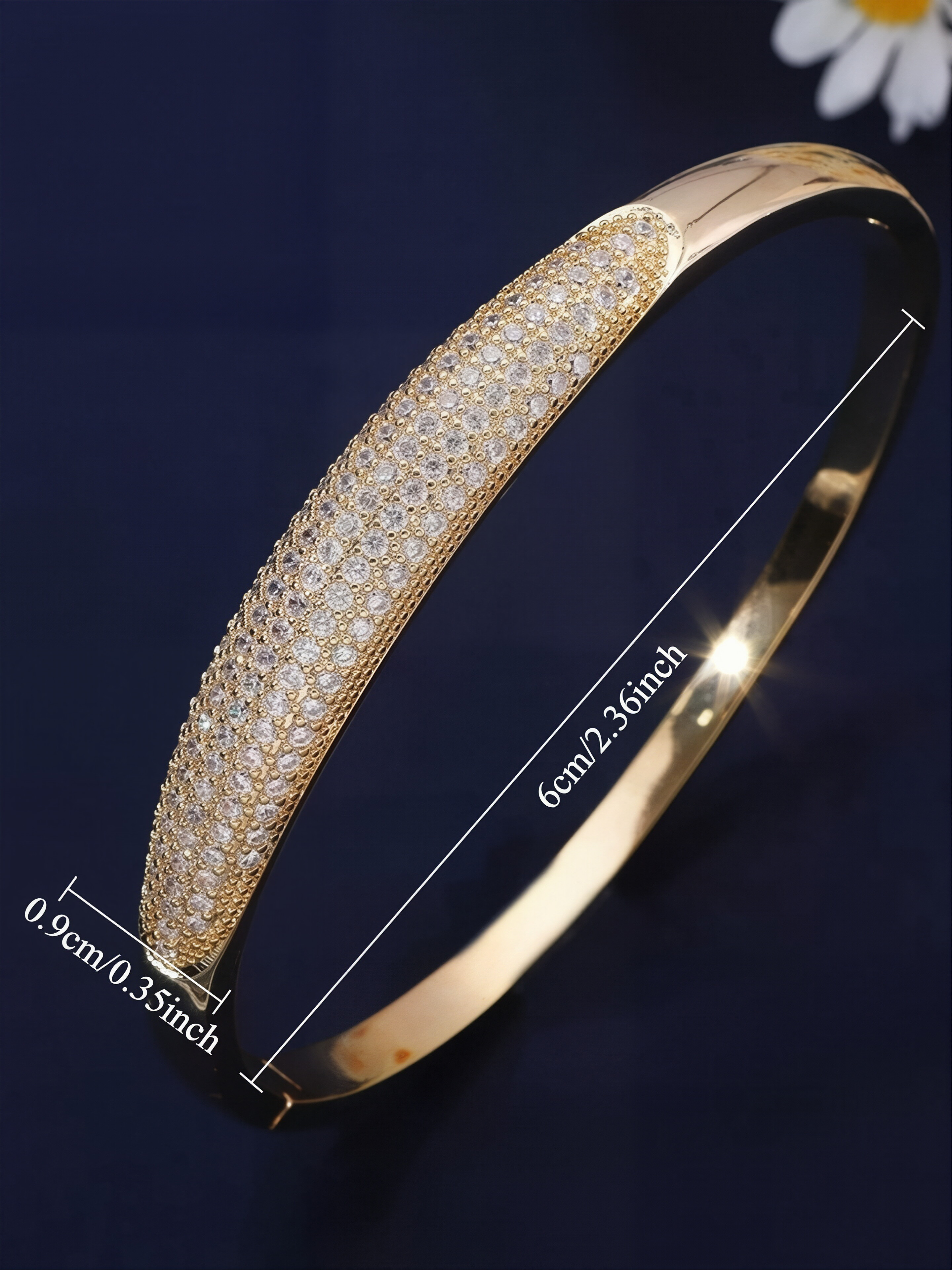 Gold Bangle Bracelet with Zirconia