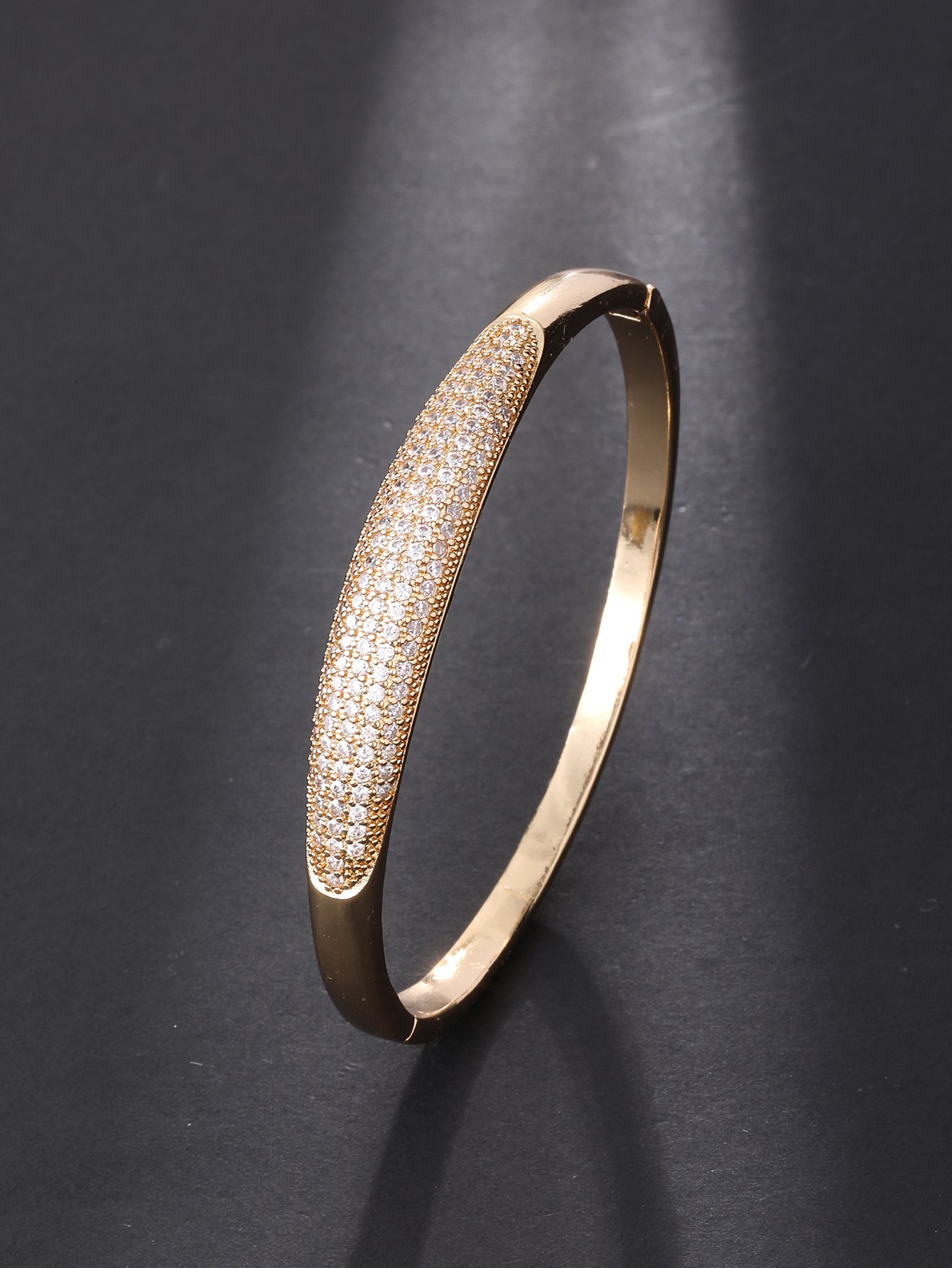 Gold Bangle Bracelet with Zirconia