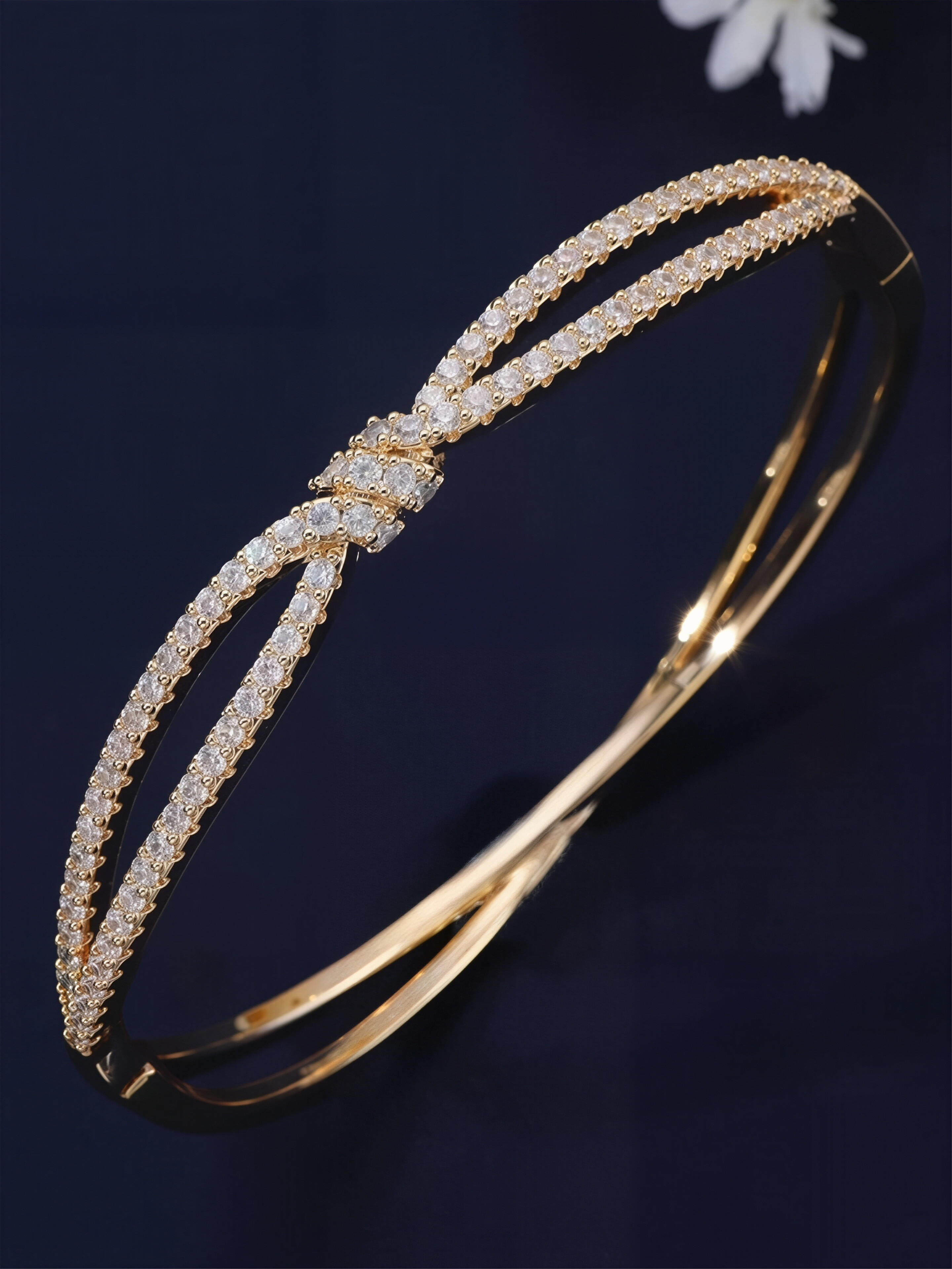 Gold-Plated Zircon Knot Bangle Bracelet