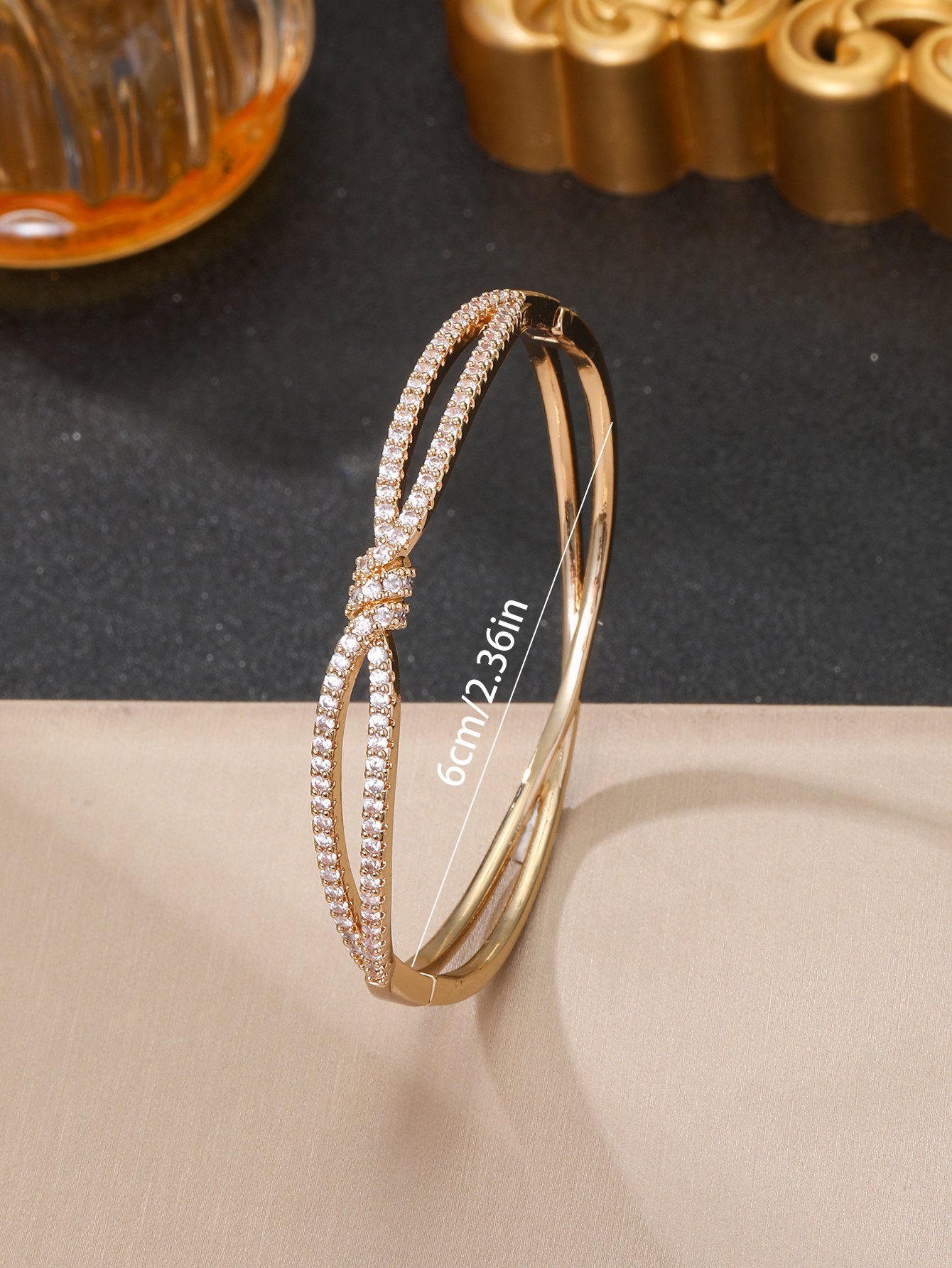 Gold-Plated Zircon Knot Bangle Bracelet