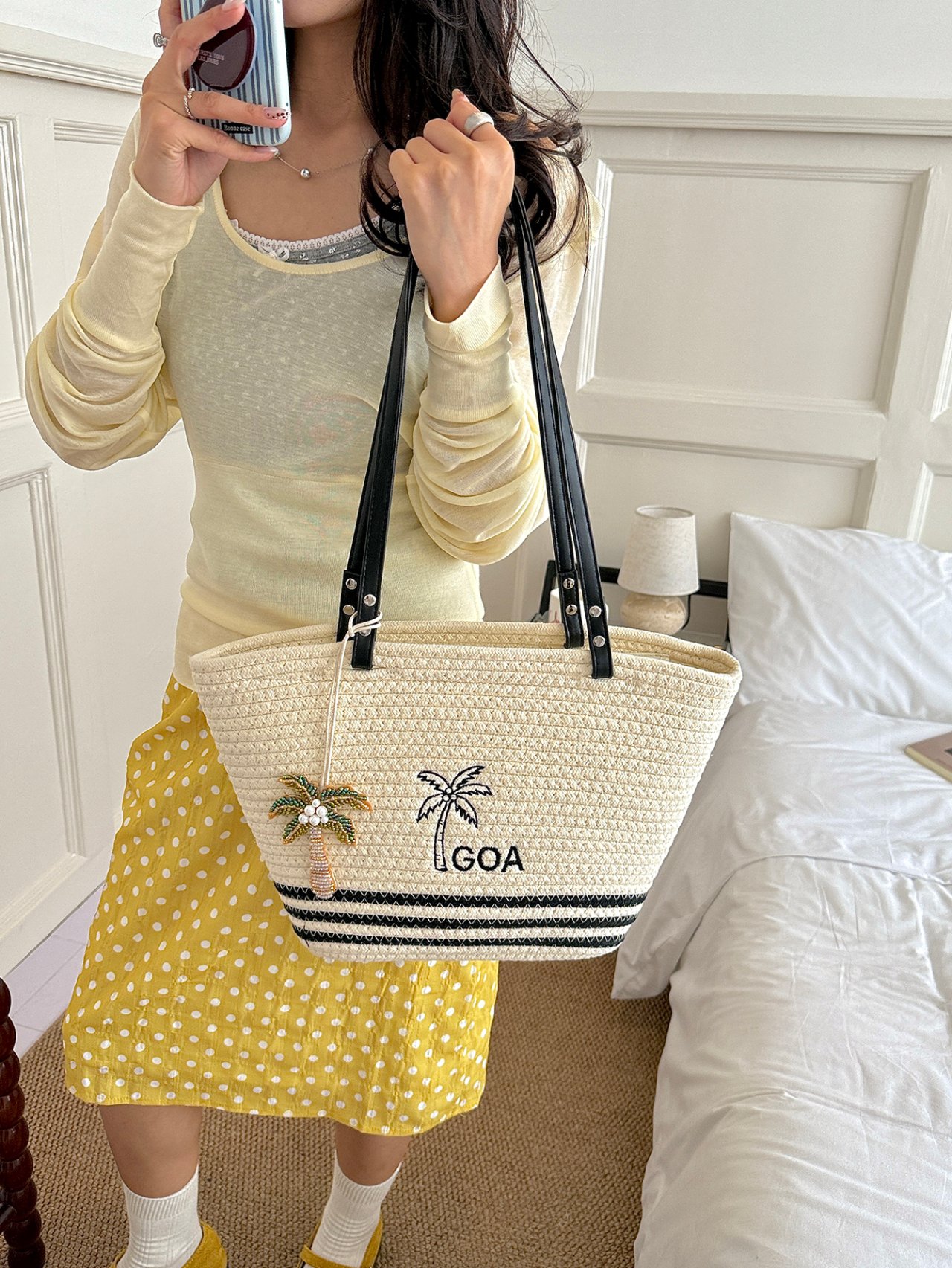 Off-White Palm Tree Goa Tote Shoulder Bag