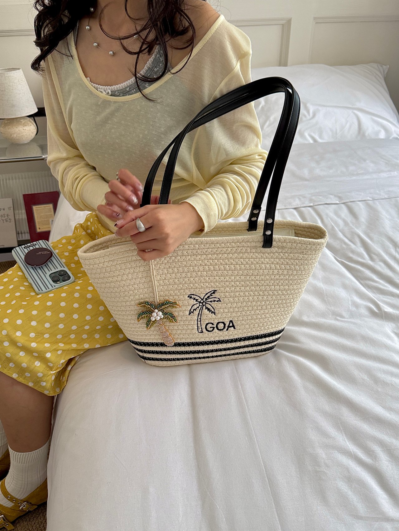 Off-White Palm Tree Goa Tote Shoulder Bag