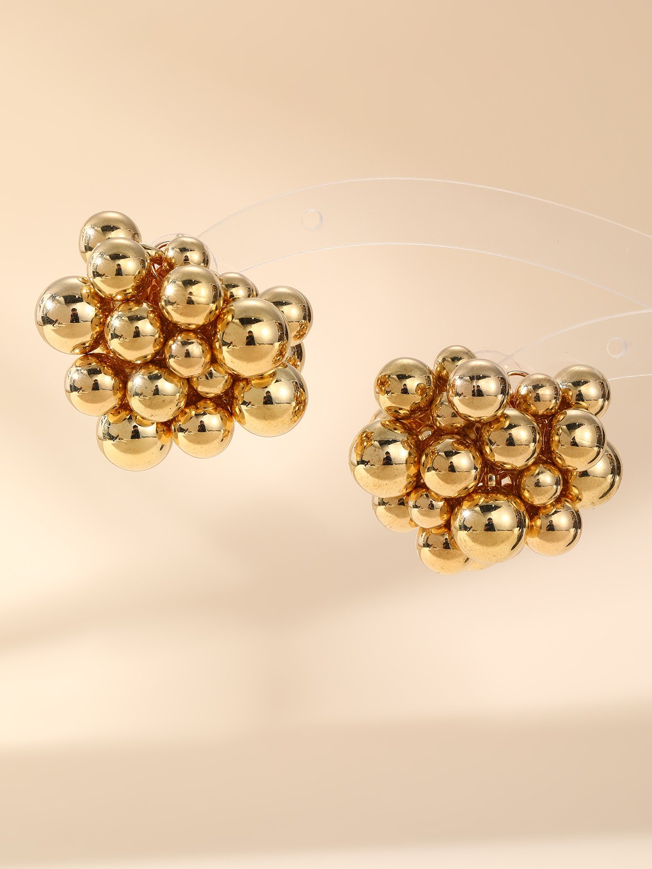 Gold Spherical Stud Earrings