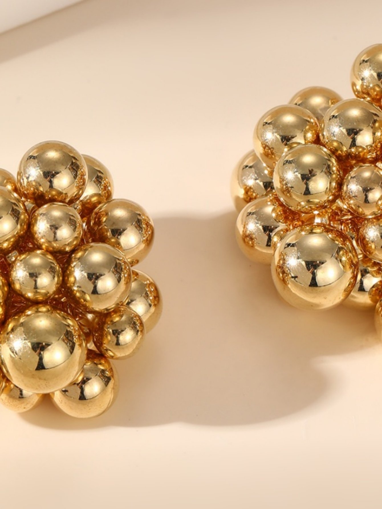 Gold Spherical Stud Earrings