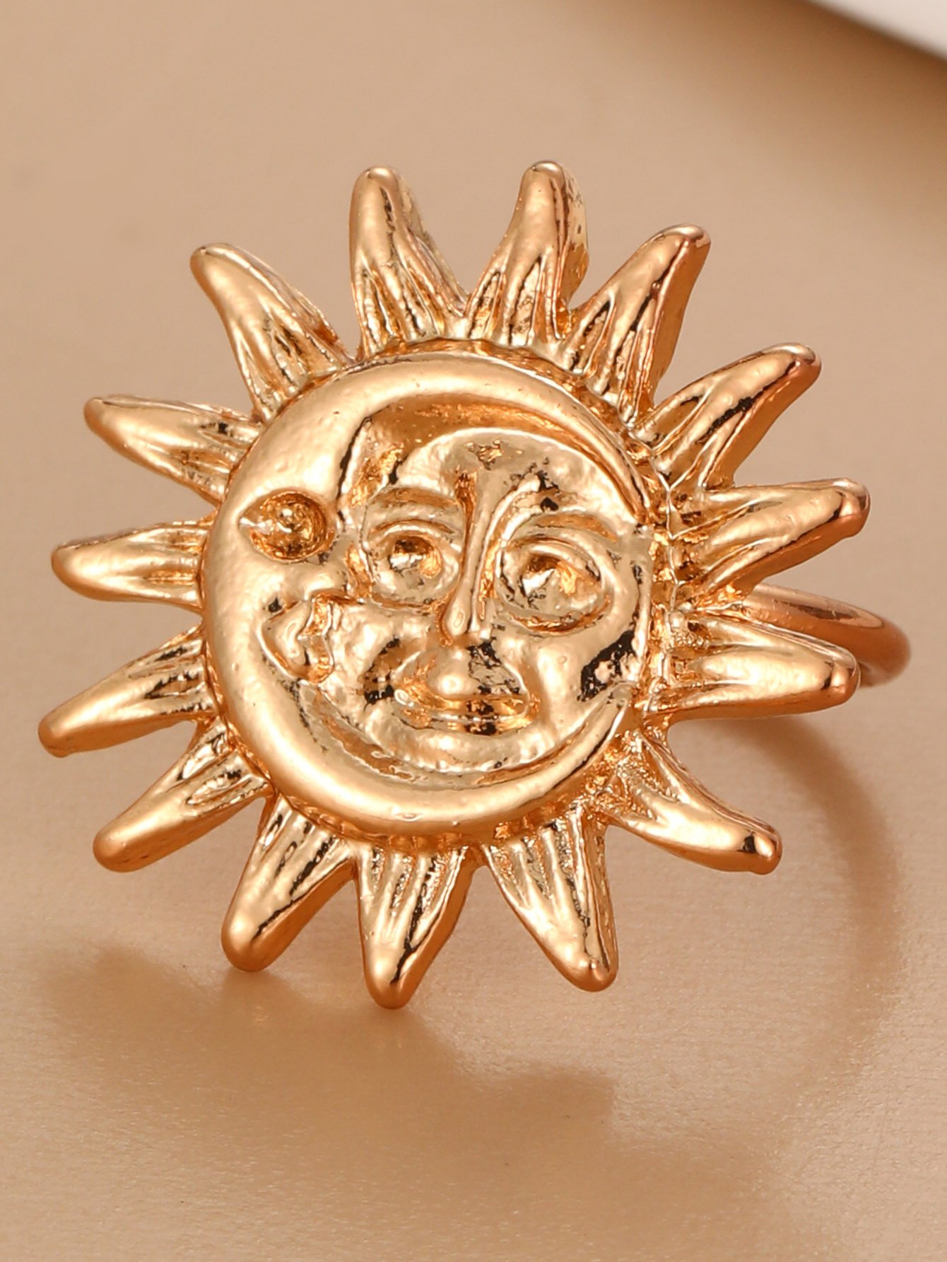 Gold Sun Face Ear Cuff 