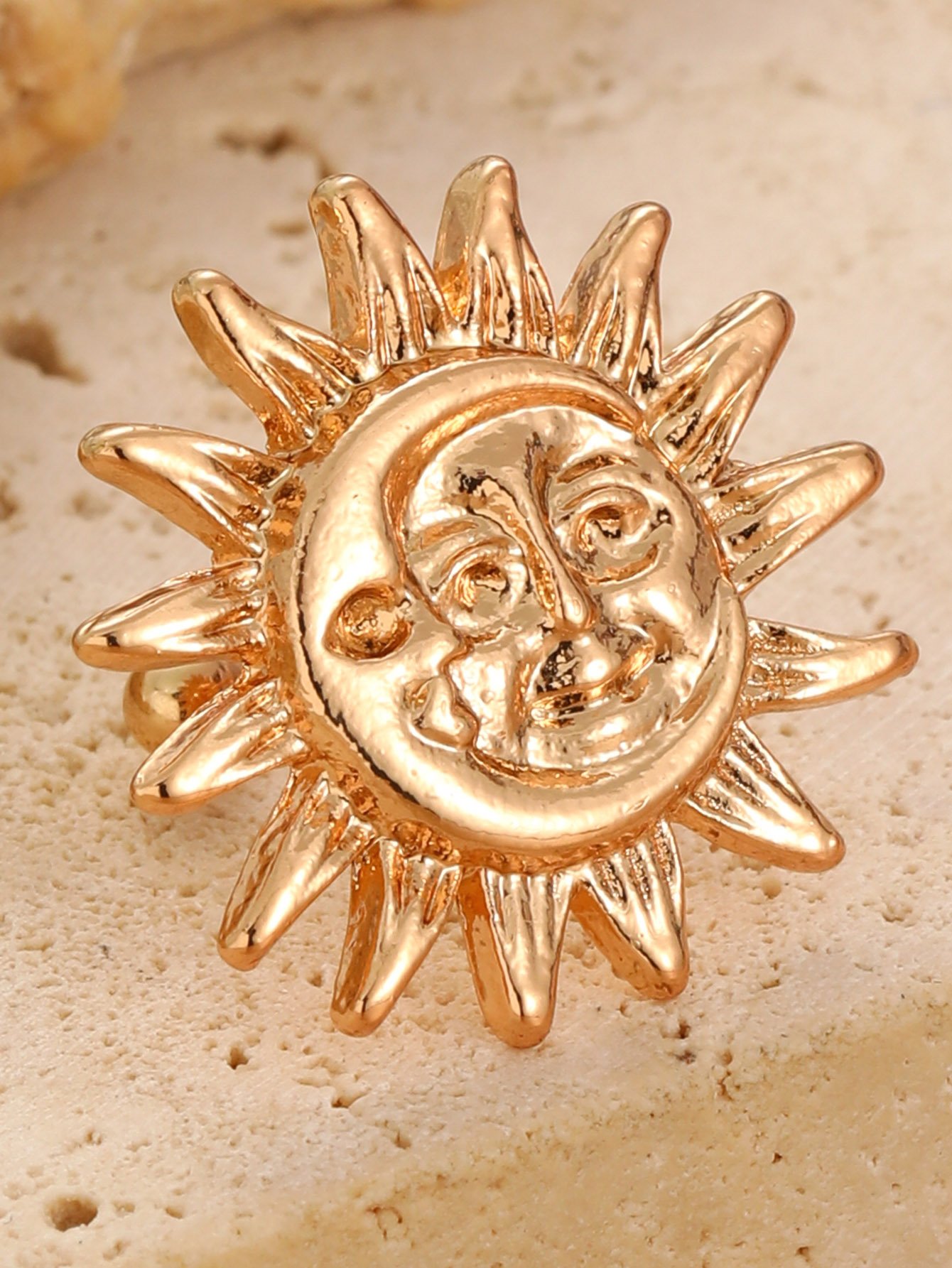 Gold Sun Face Ear Cuff 