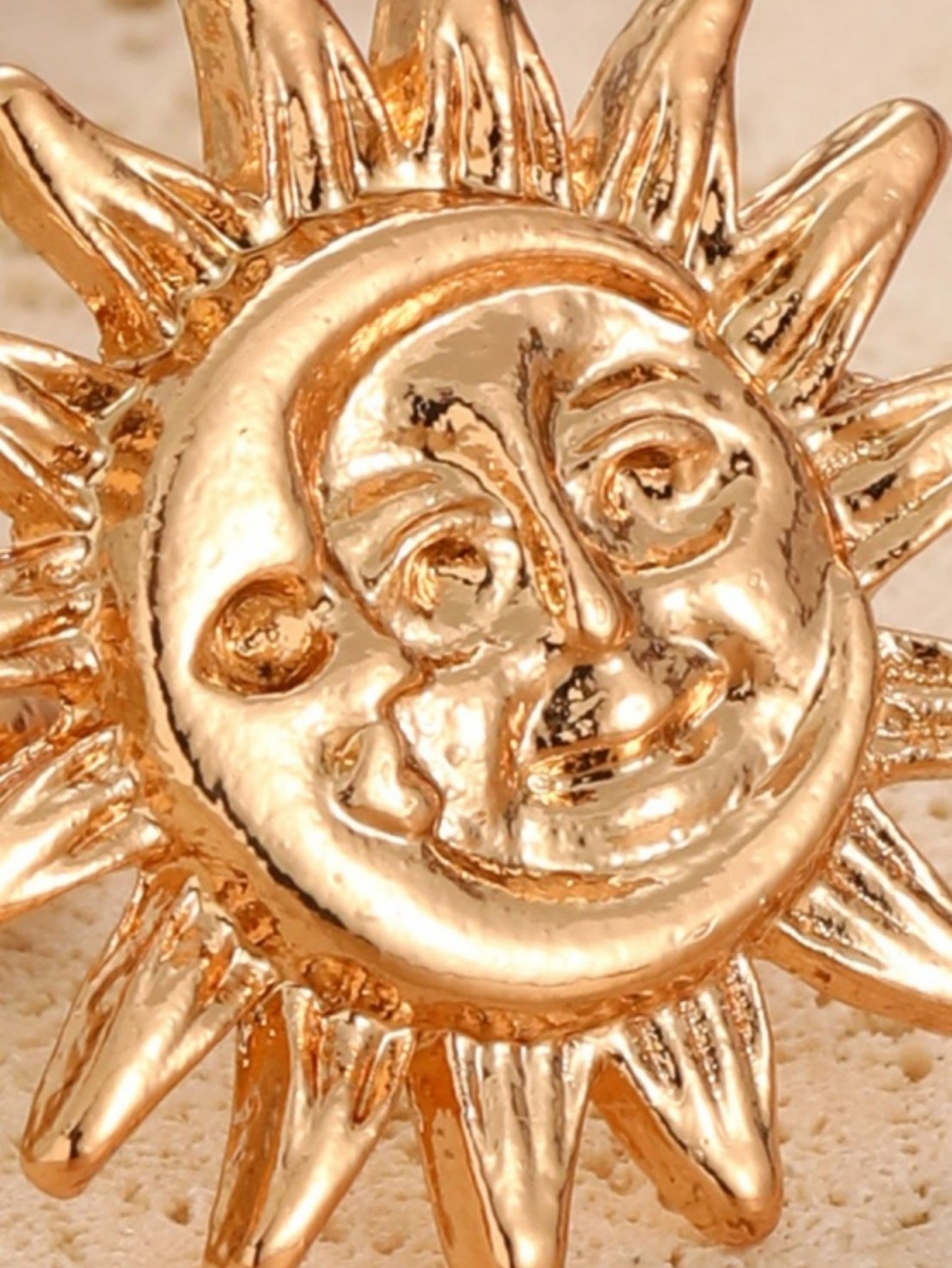 Gold Sun Face Ear Cuff 
