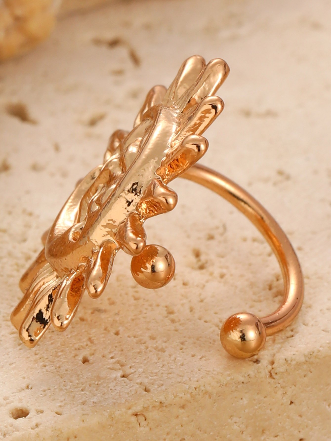 Gold Sun Face Ear Cuff 