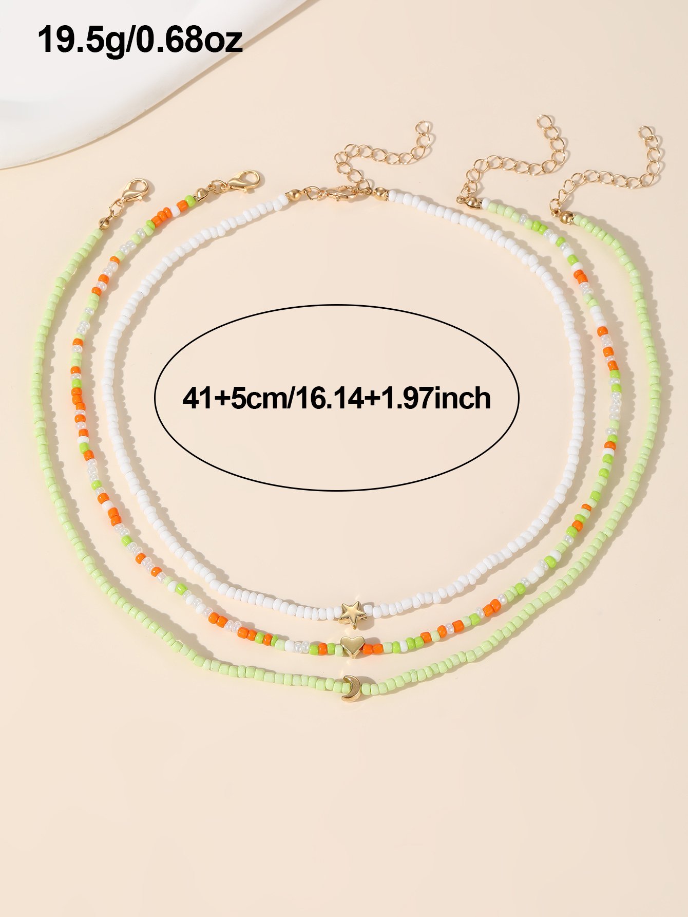 Multi-Color Beaded Layered Necklace Set with Charms