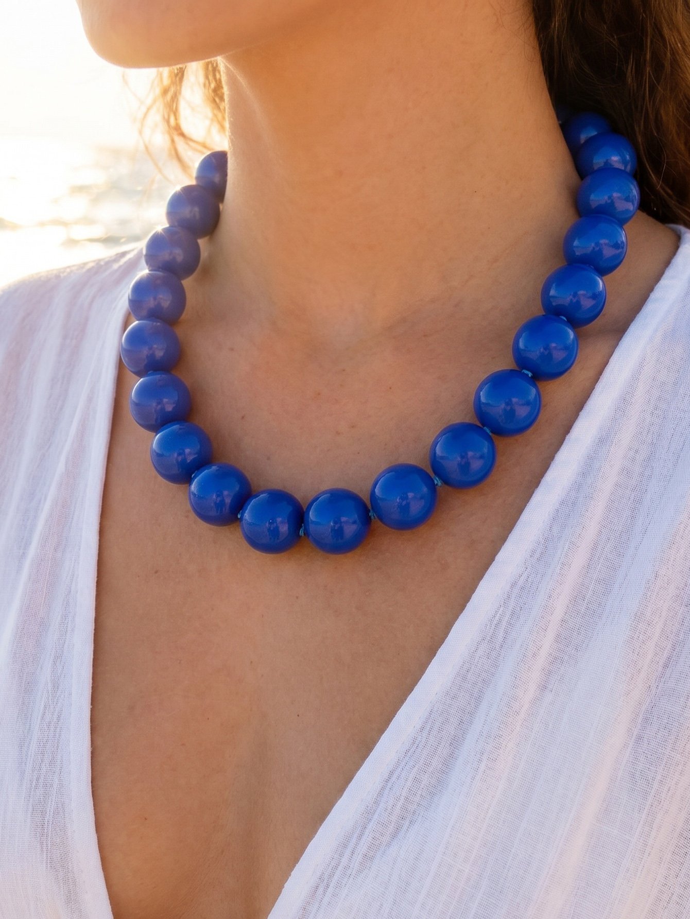 Dark Blue Beaded Necklace