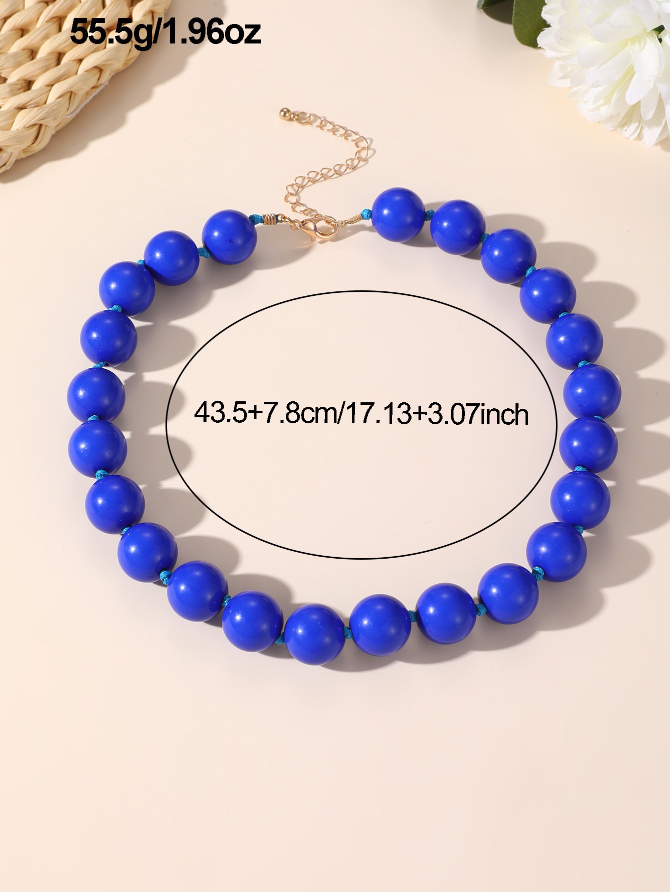 Dark Blue Beaded Necklace
