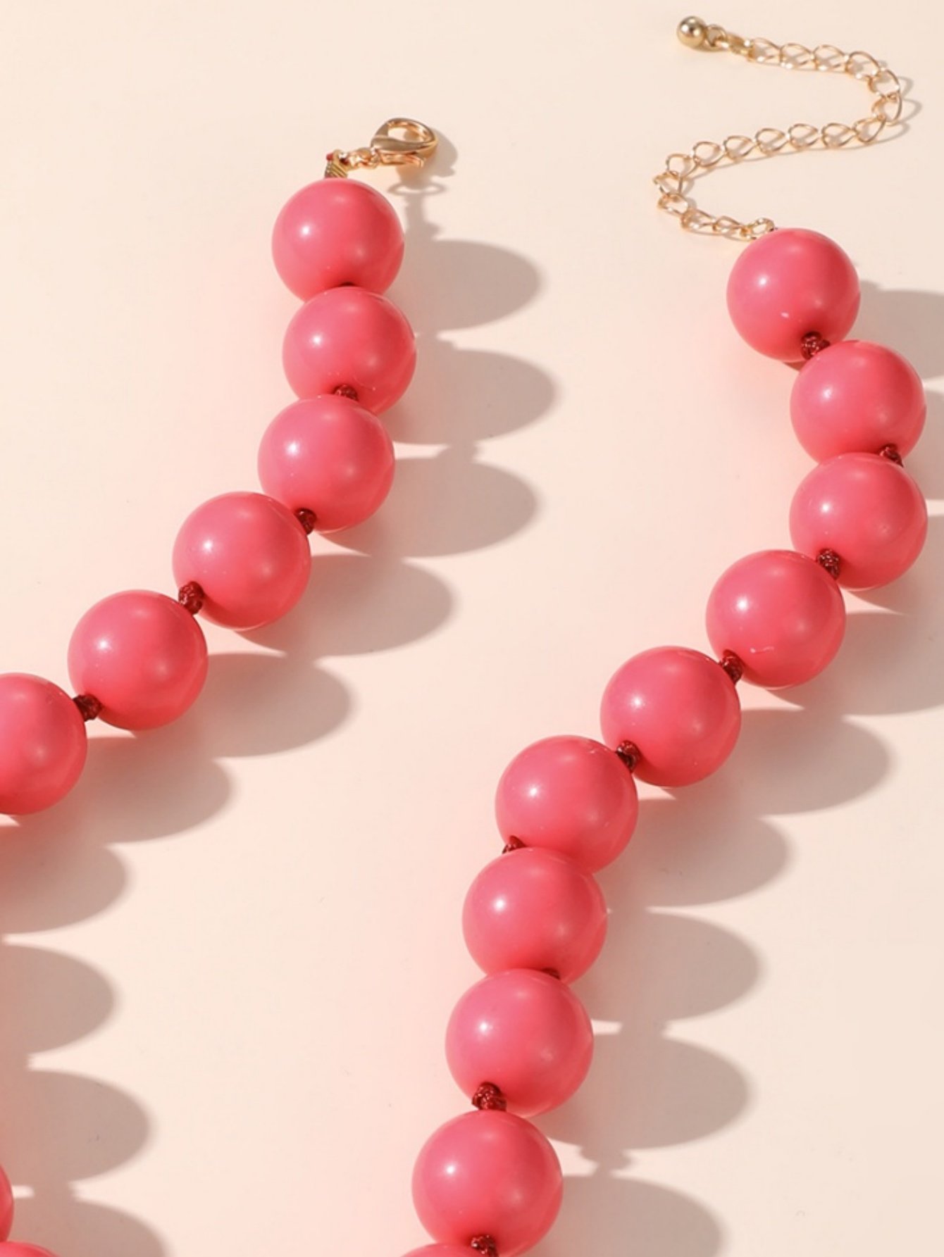 Dark Pink Beaded Necklace