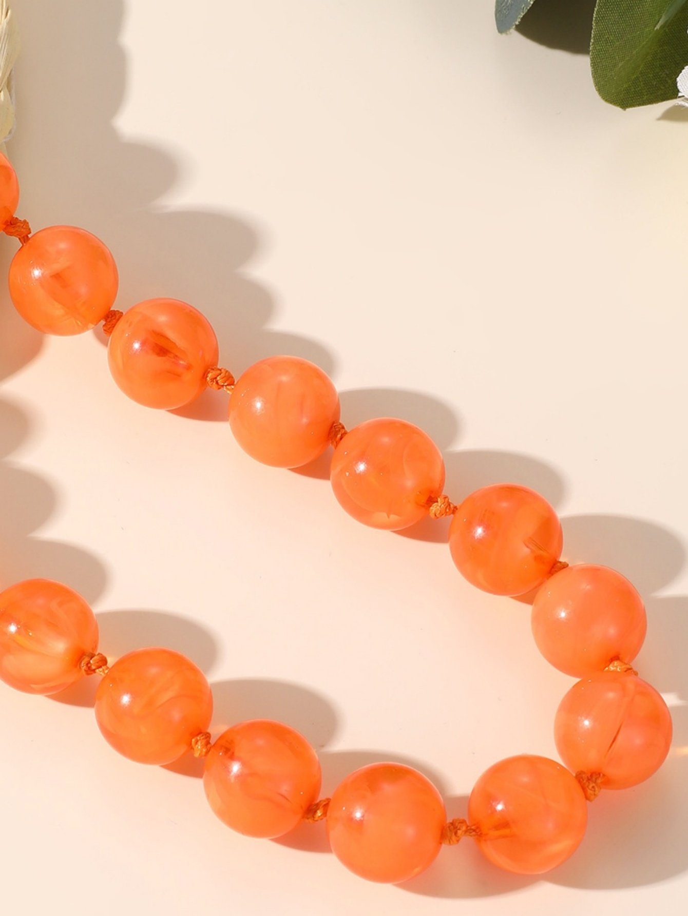 Orange Beaded Casual Necklace