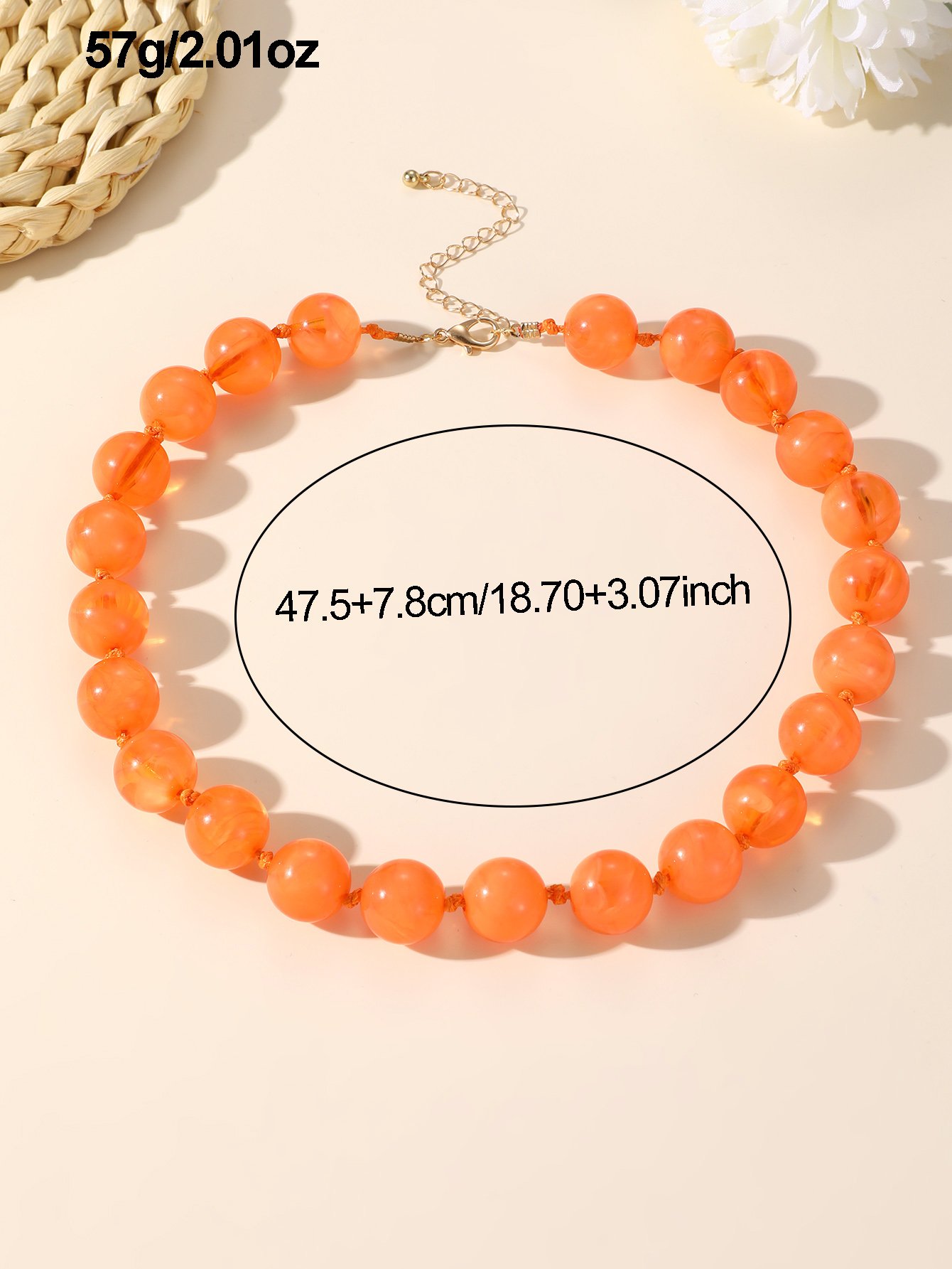Orange Beaded Casual Necklace