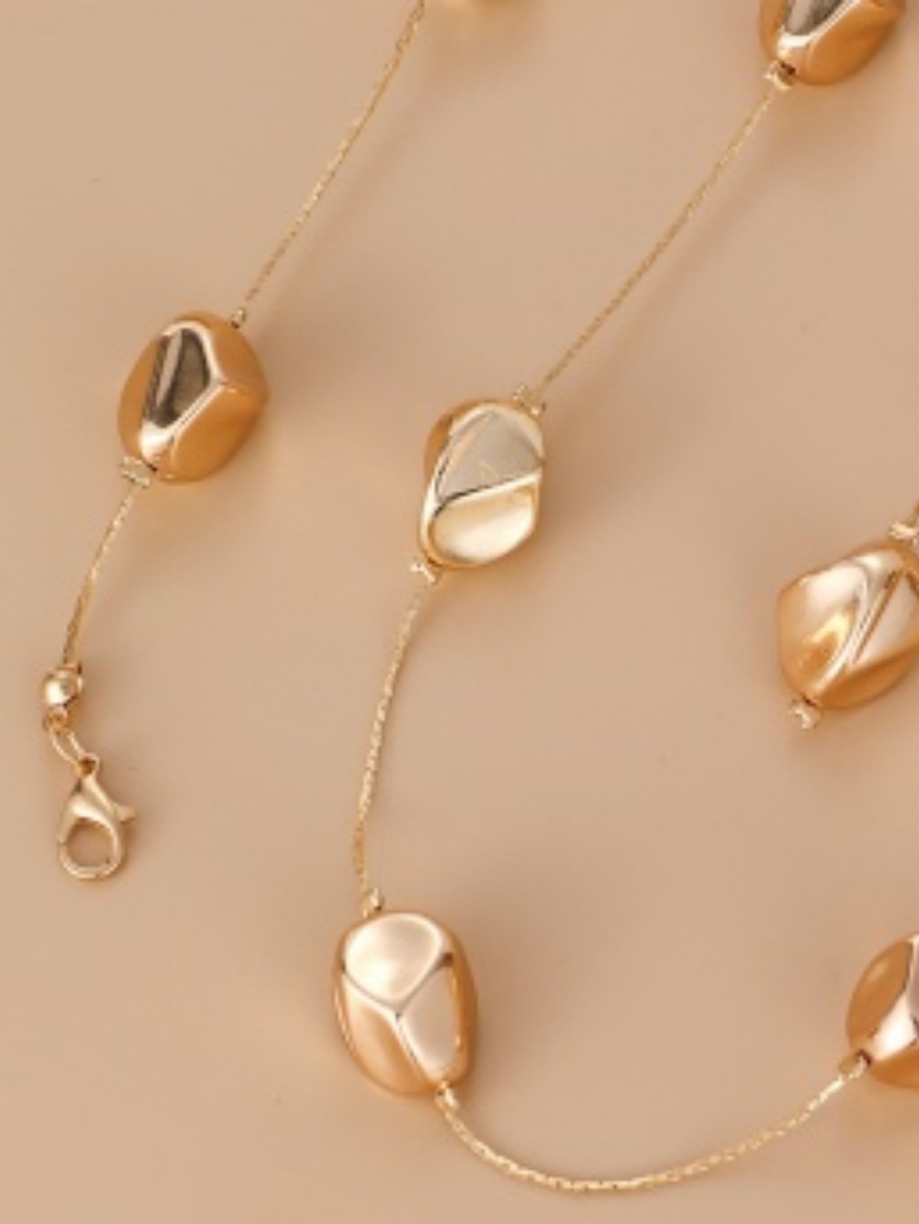Gold Irregular Pebble Drop Necklace