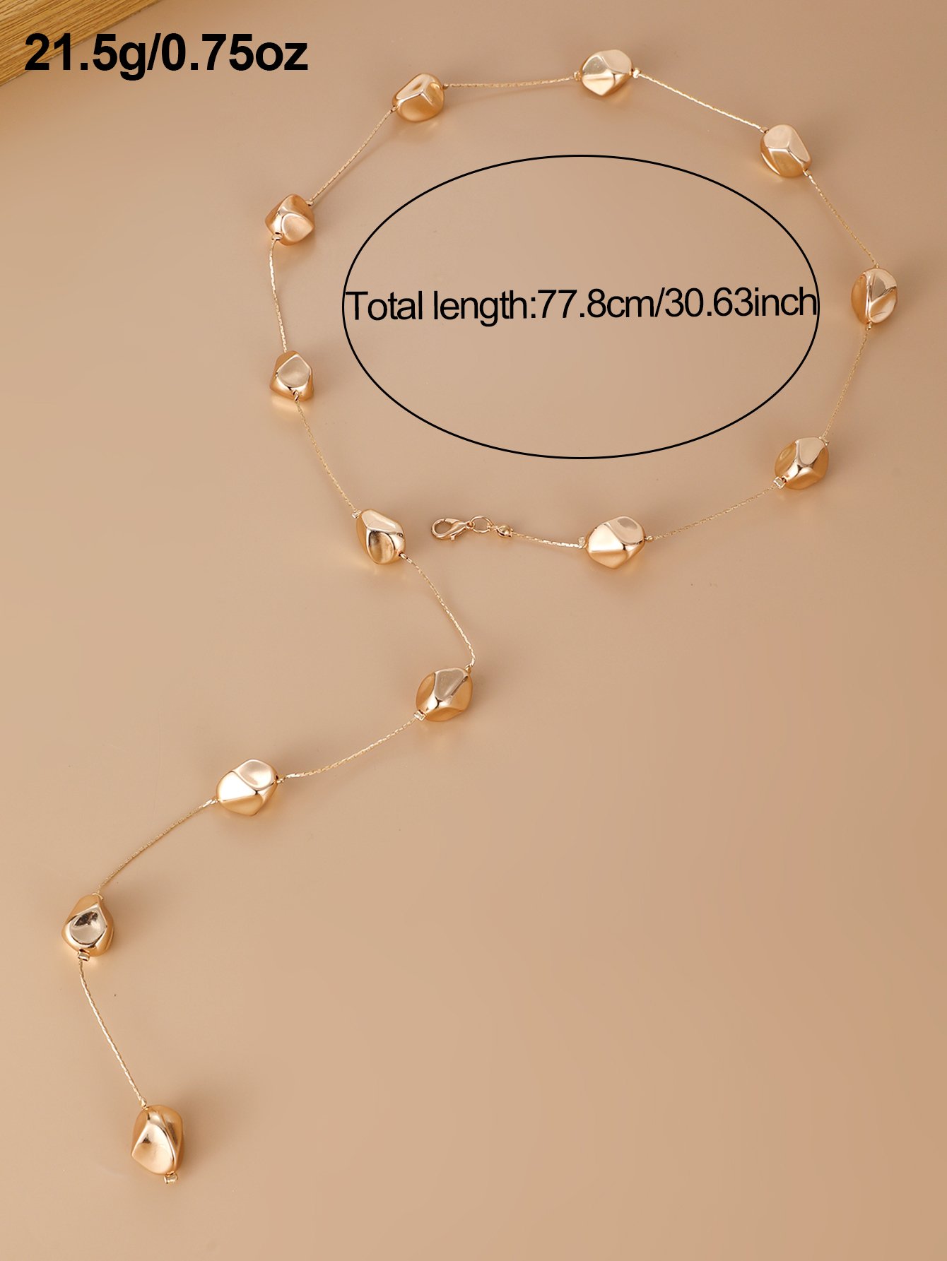 Gold Irregular Pebble Drop Necklace