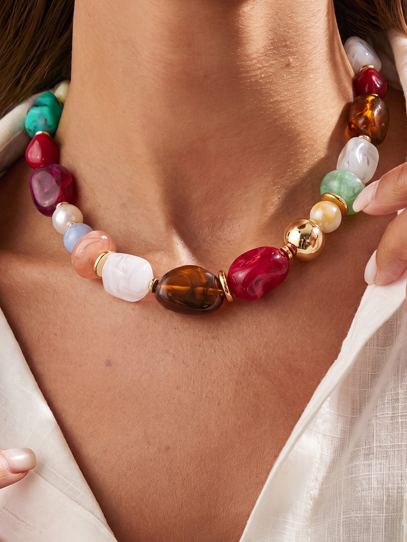 Multi-Color Beaded Statement Necklace