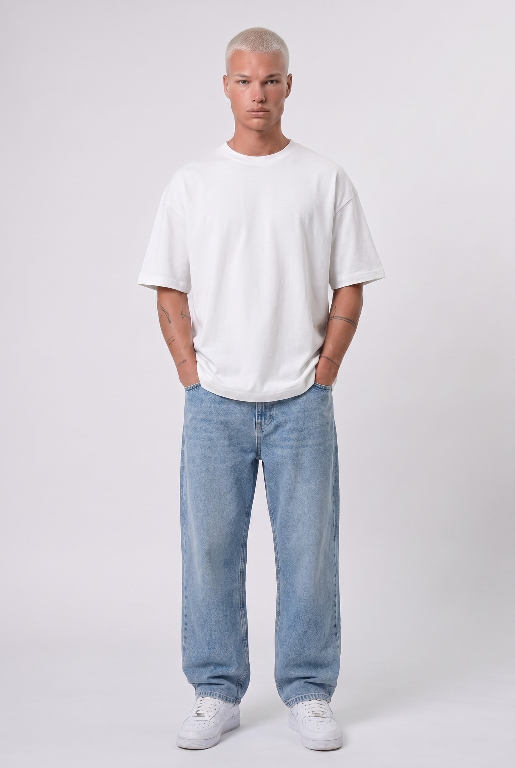 Cream Oversized Short Sleeve T-Shirt - Casual Round Neck