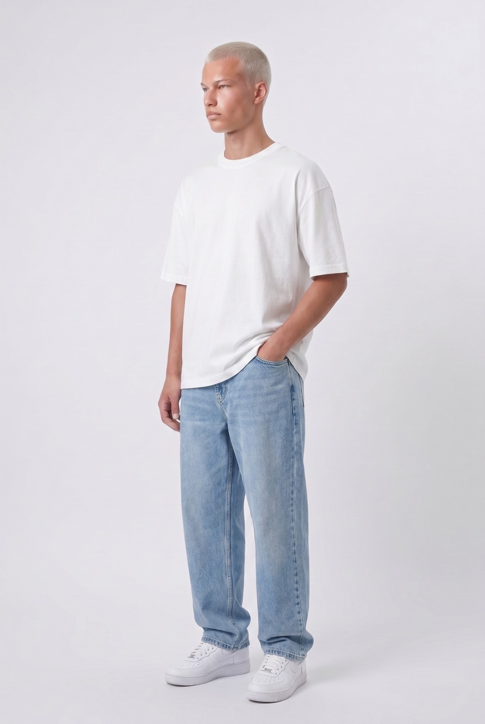 Cream Oversized Short Sleeve T-Shirt - Casual Round Neck