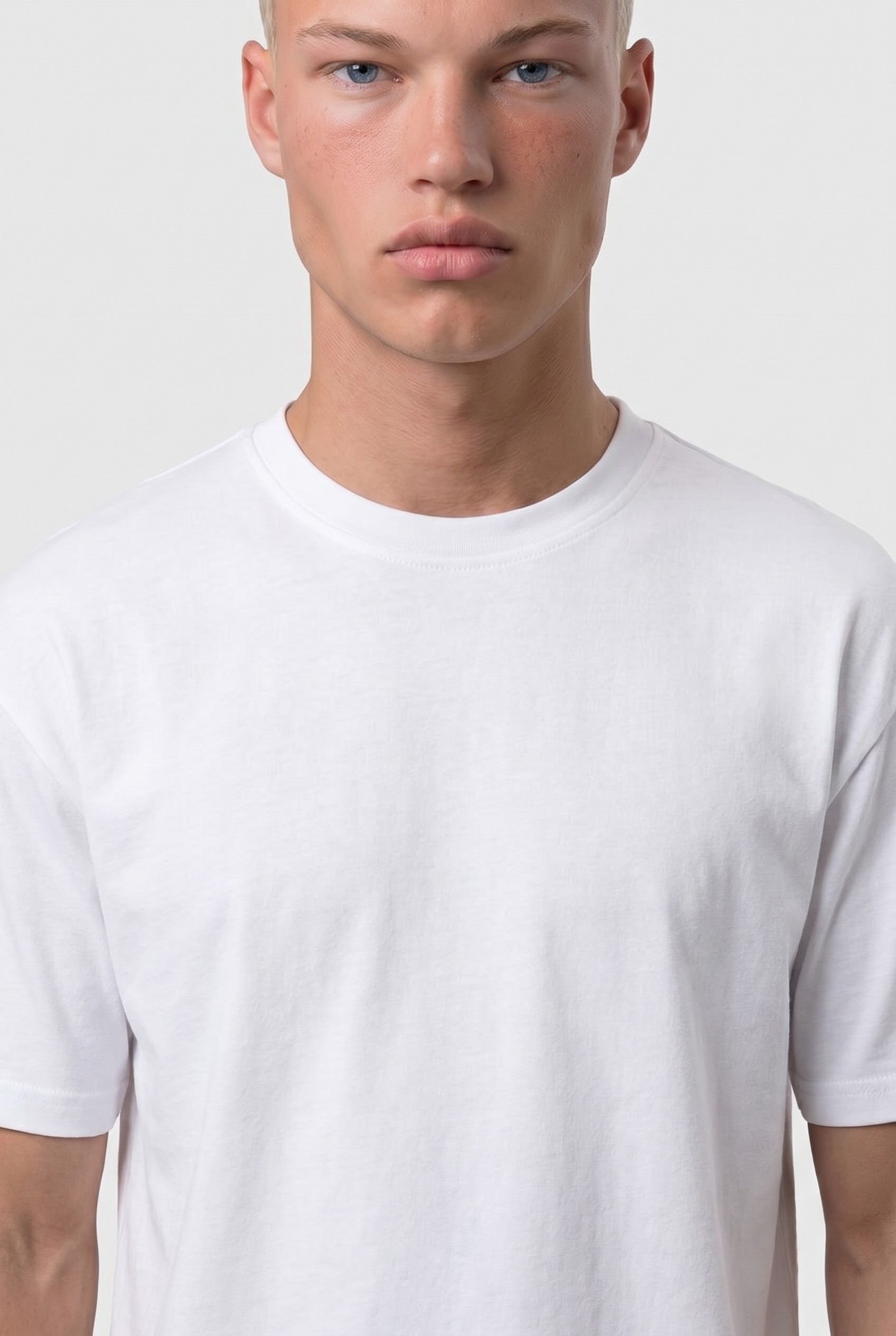 Cream Oversized Short Sleeve T-Shirt - Casual Round Neck