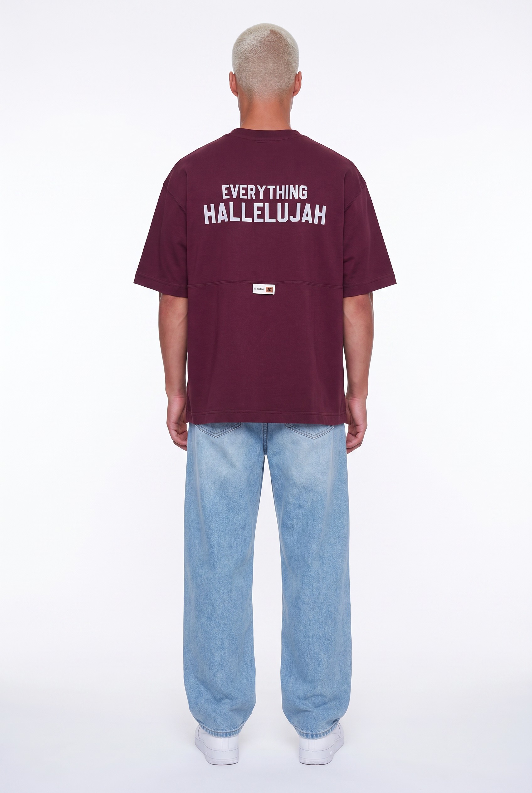Burgundy Oversized T-Shirt with Hallelujah Print